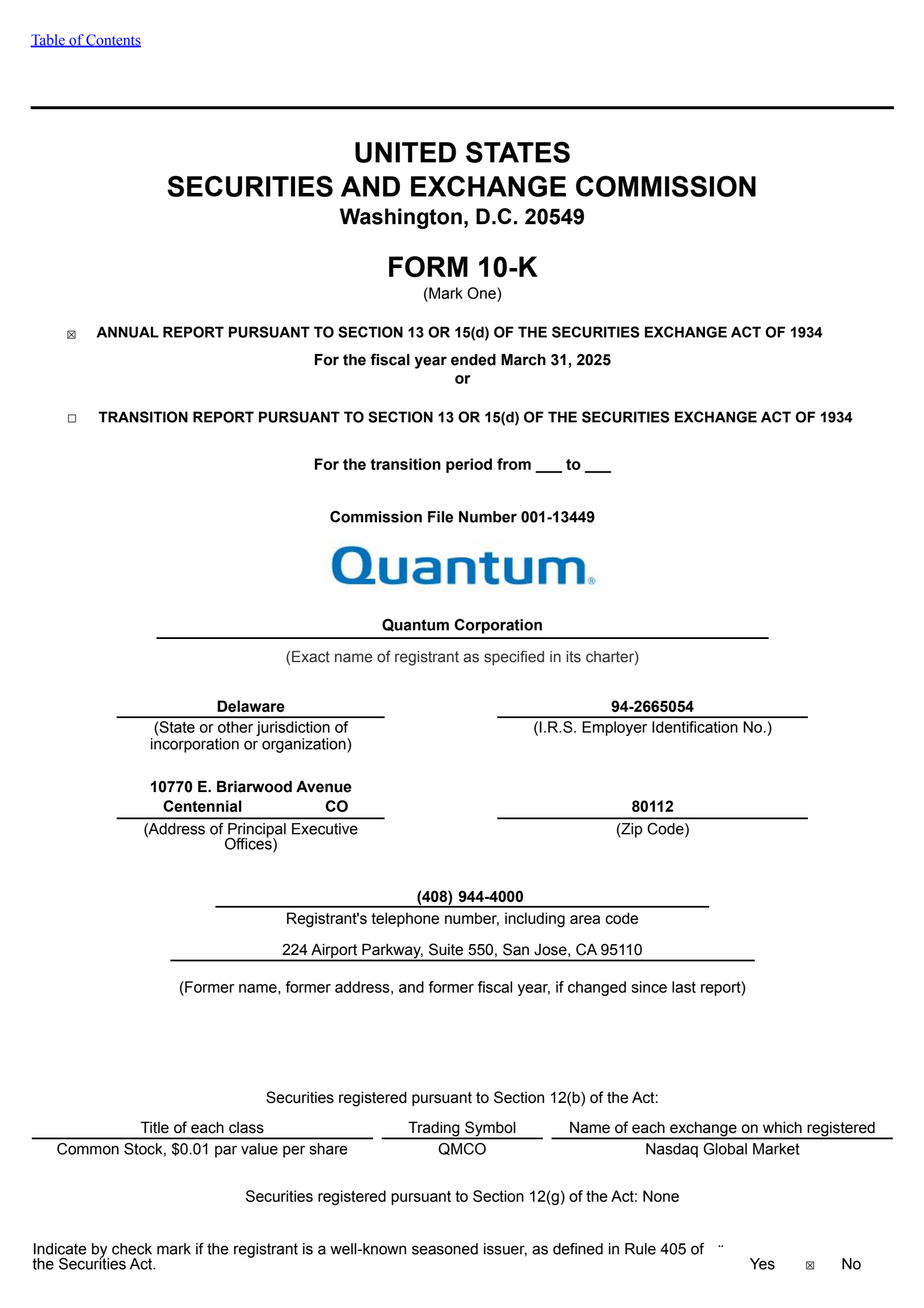 Quantum's Q4 2025 Annual report
