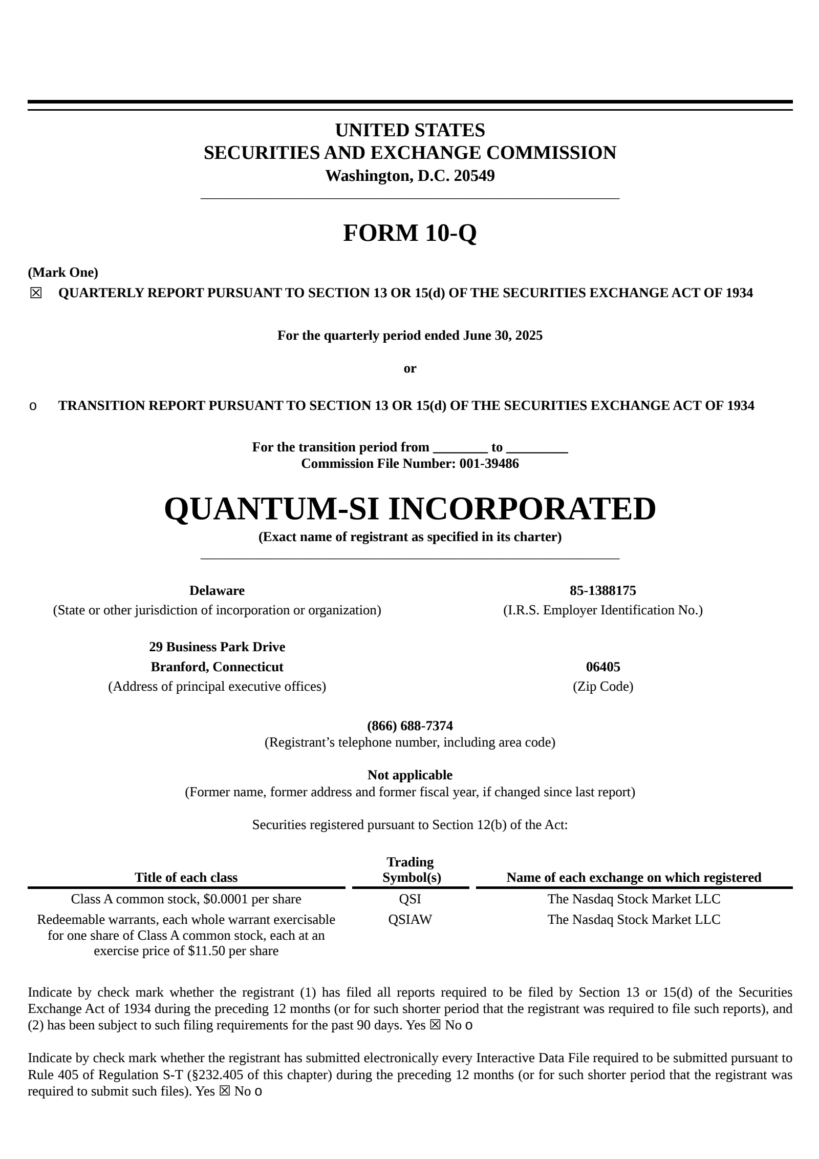 Quantum-Si's Q2 2025 Quarterly report
