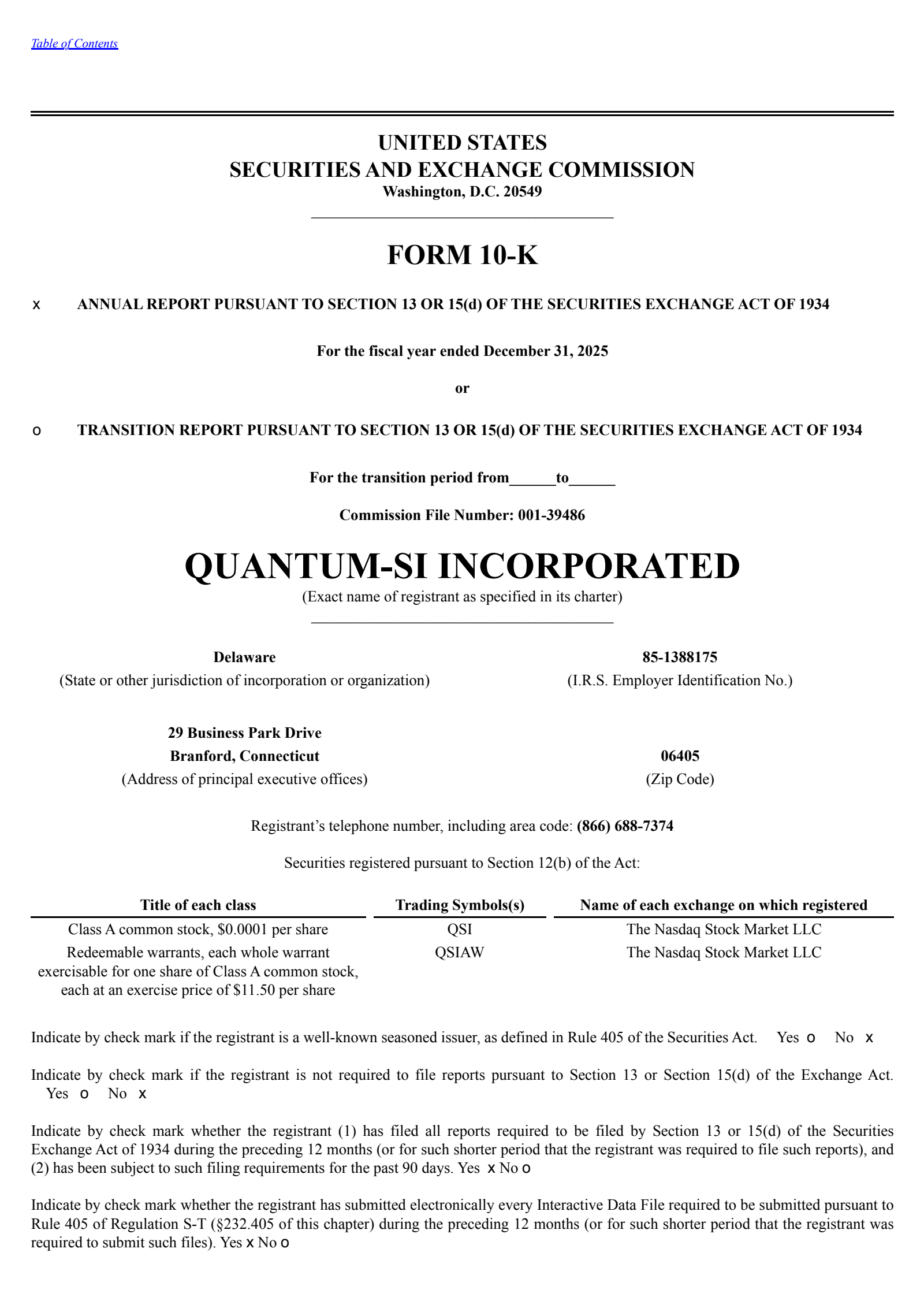 Quantum-Si's Q4 2025 Annual report