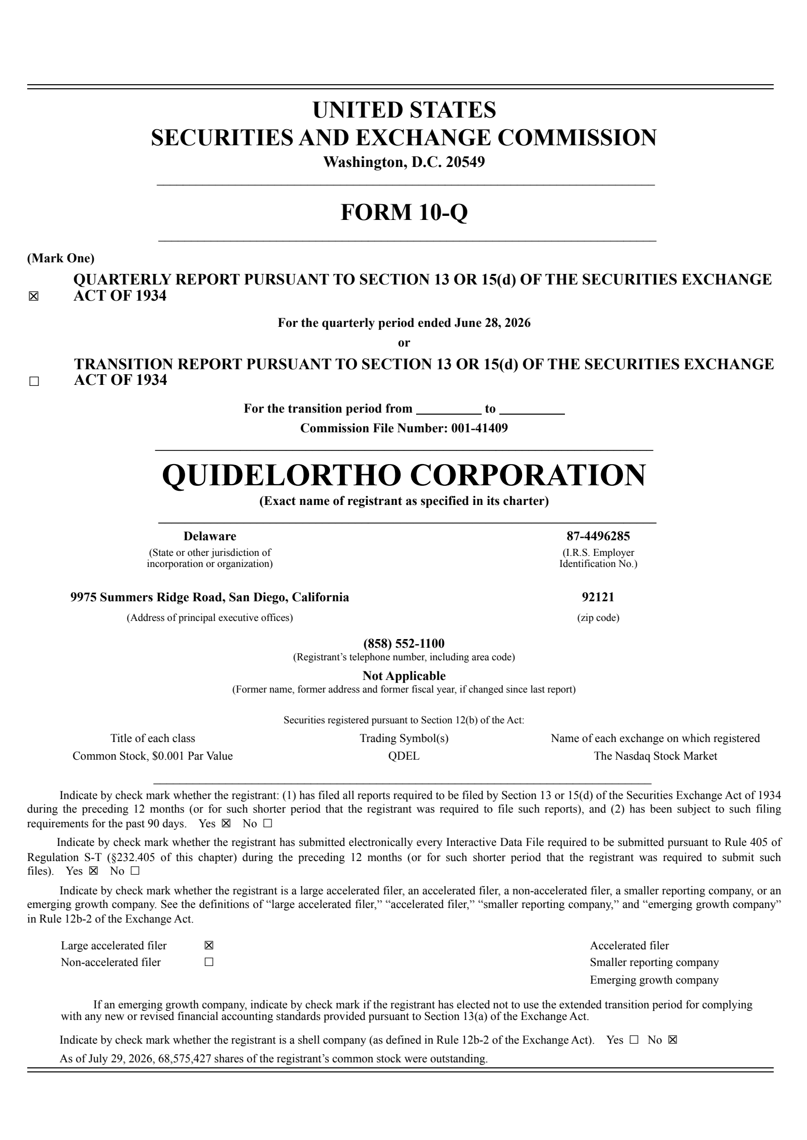 QuidelOrtho's Q2 2026 Quarterly report