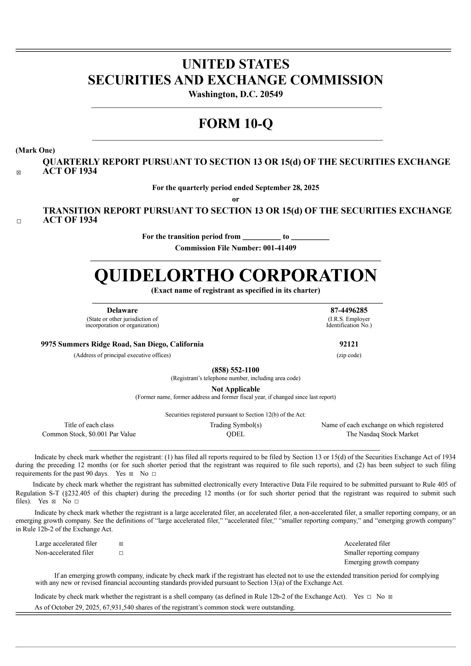 QuidelOrtho's Q3 2025 Quarterly Report