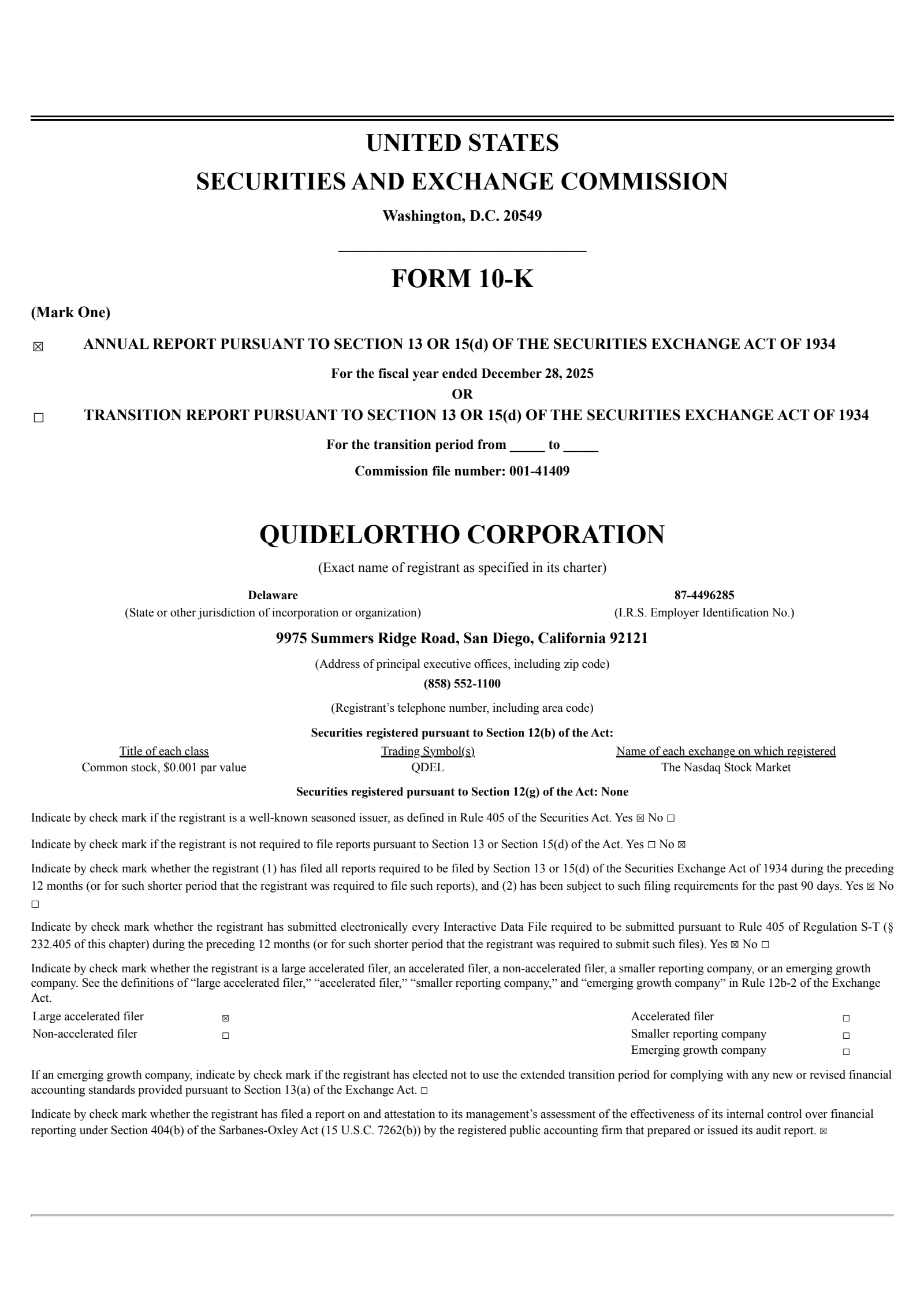 QuidelOrtho's Q4 2025 Annual report