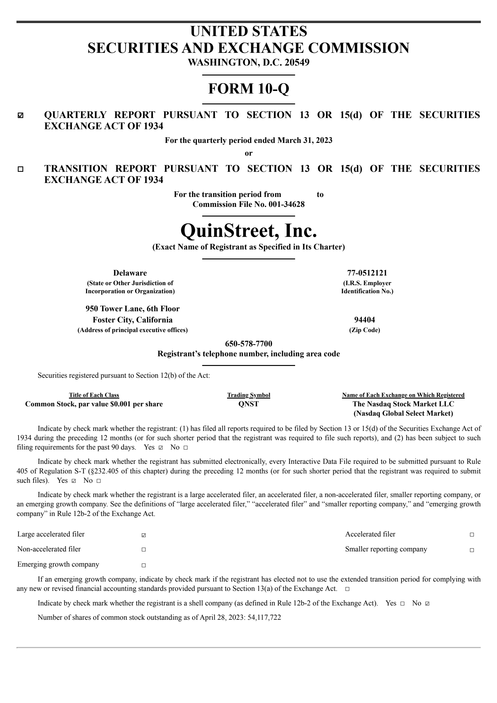 QuinStreet's Q3 2023 Quarterly report