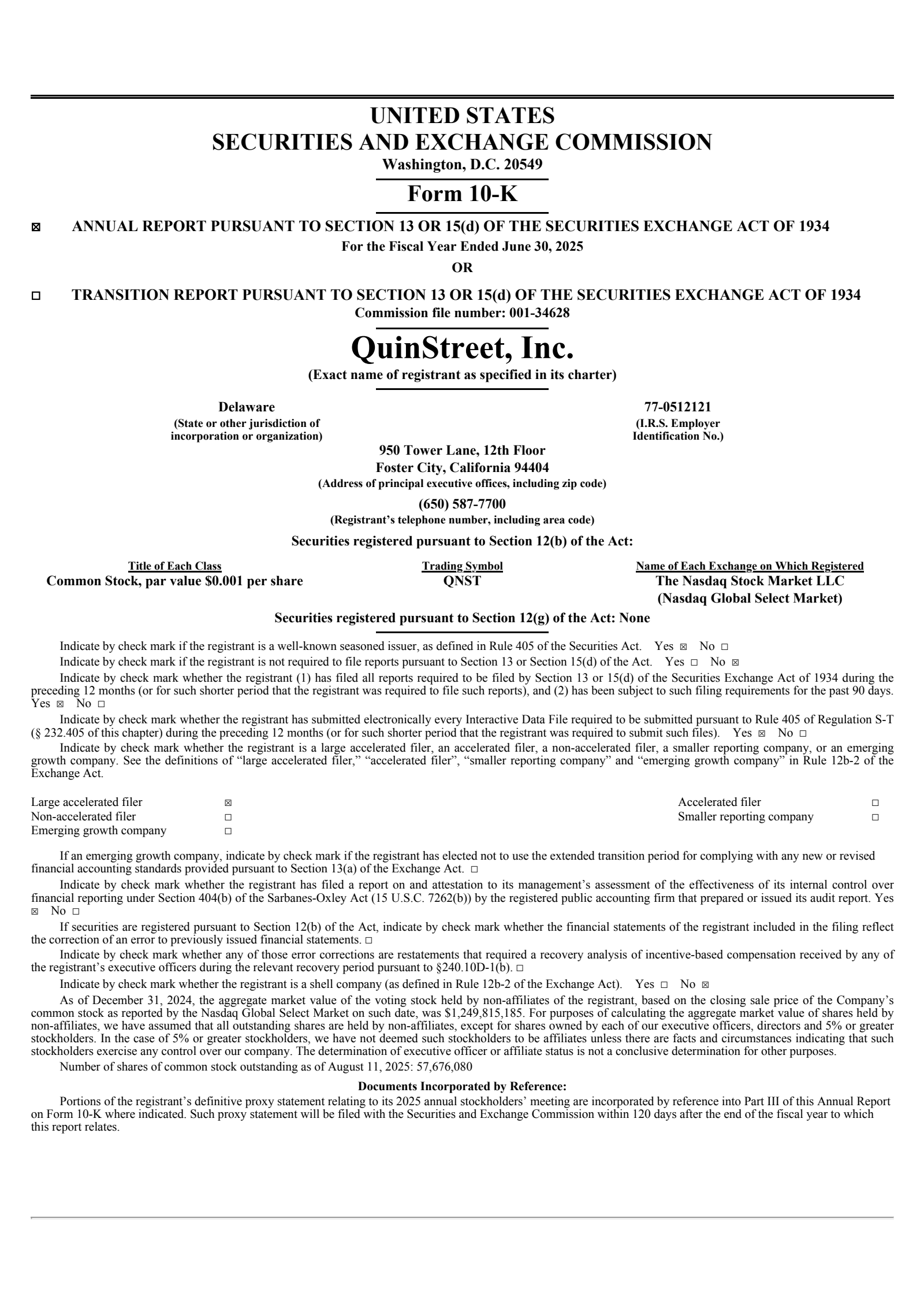 QuinStreet's Q4 2025 Annual report