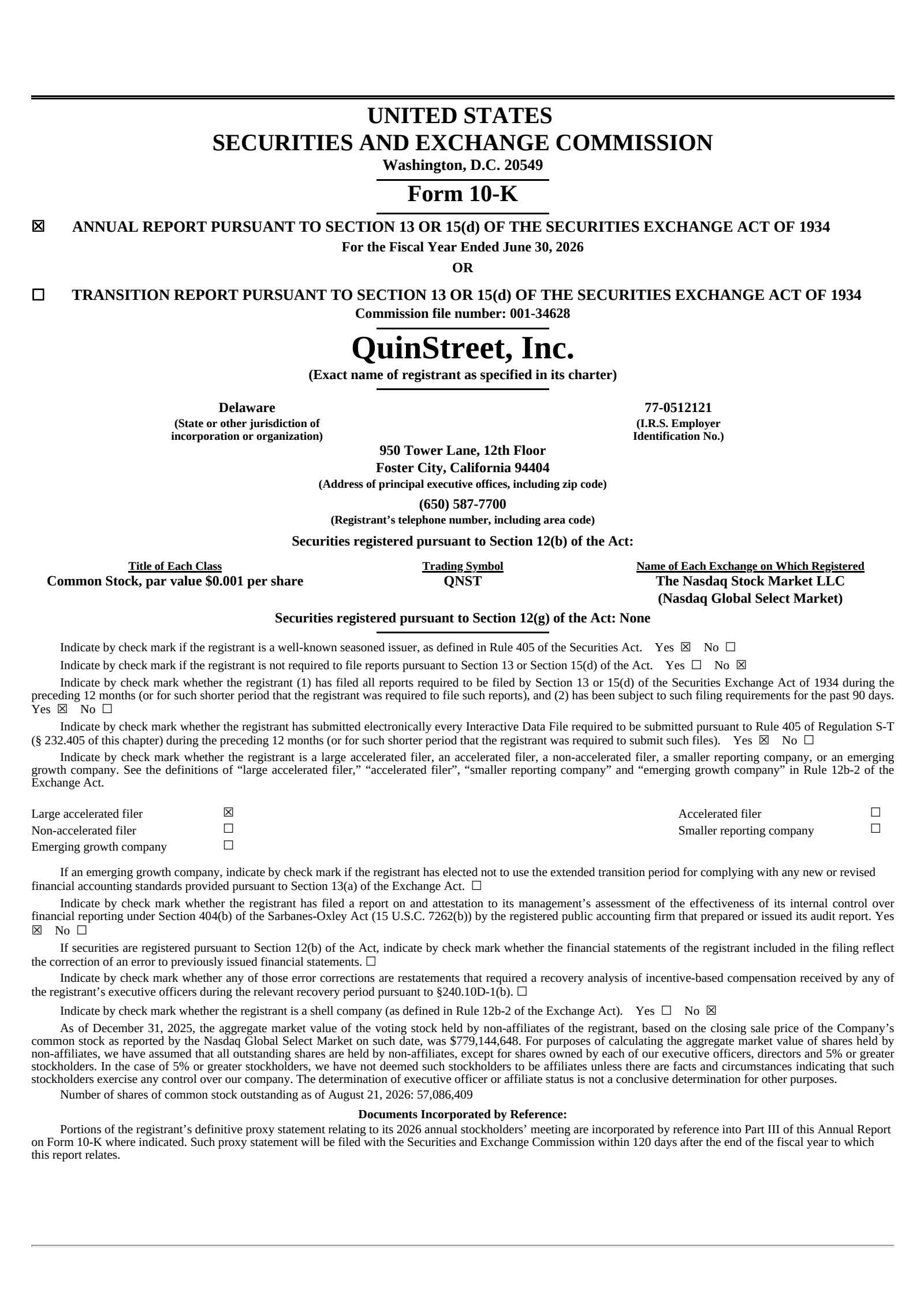 QuinStreet's Q4 2026 Annual report
