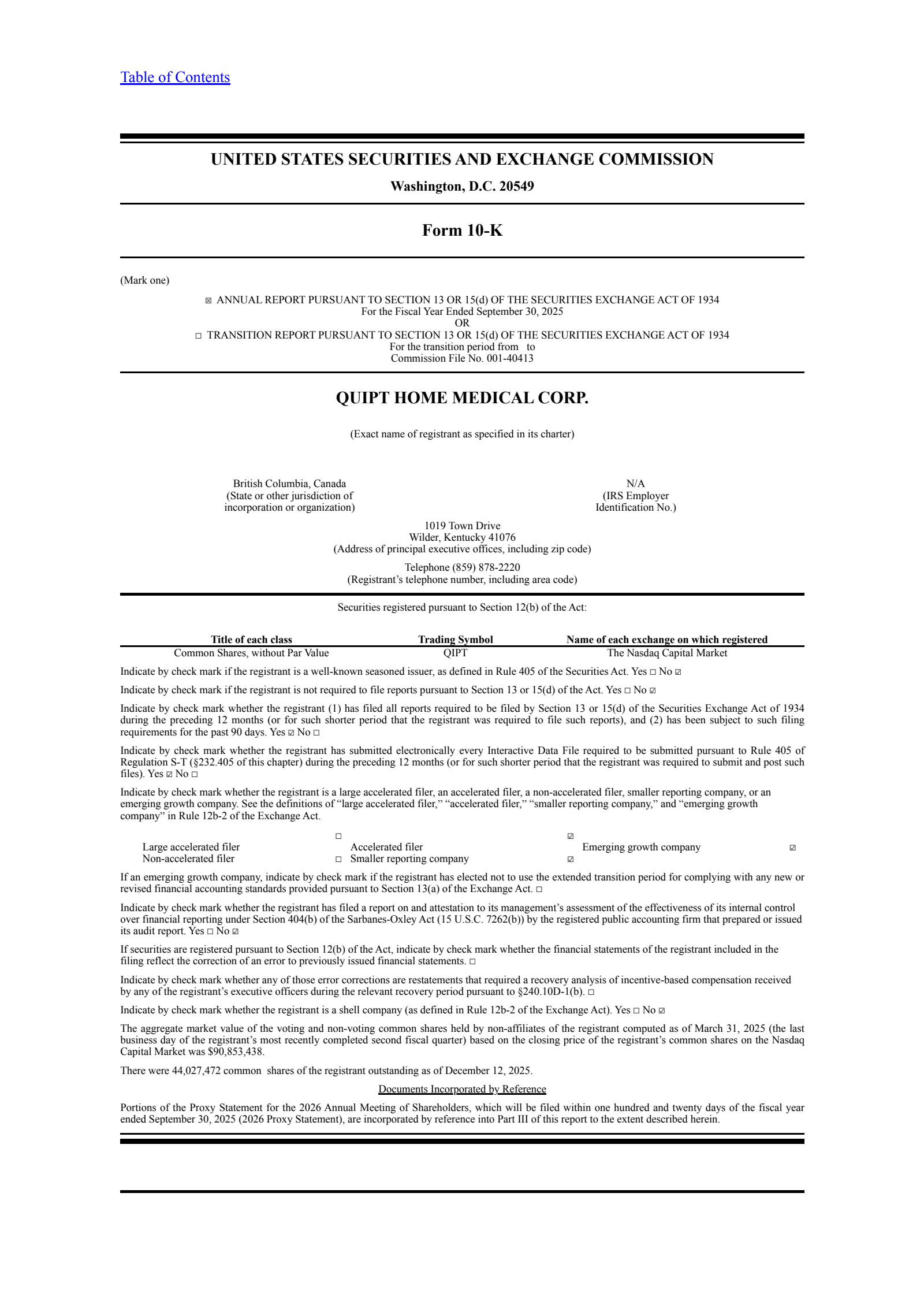 Quipt Home Medical's Q4 2025 Annual Report