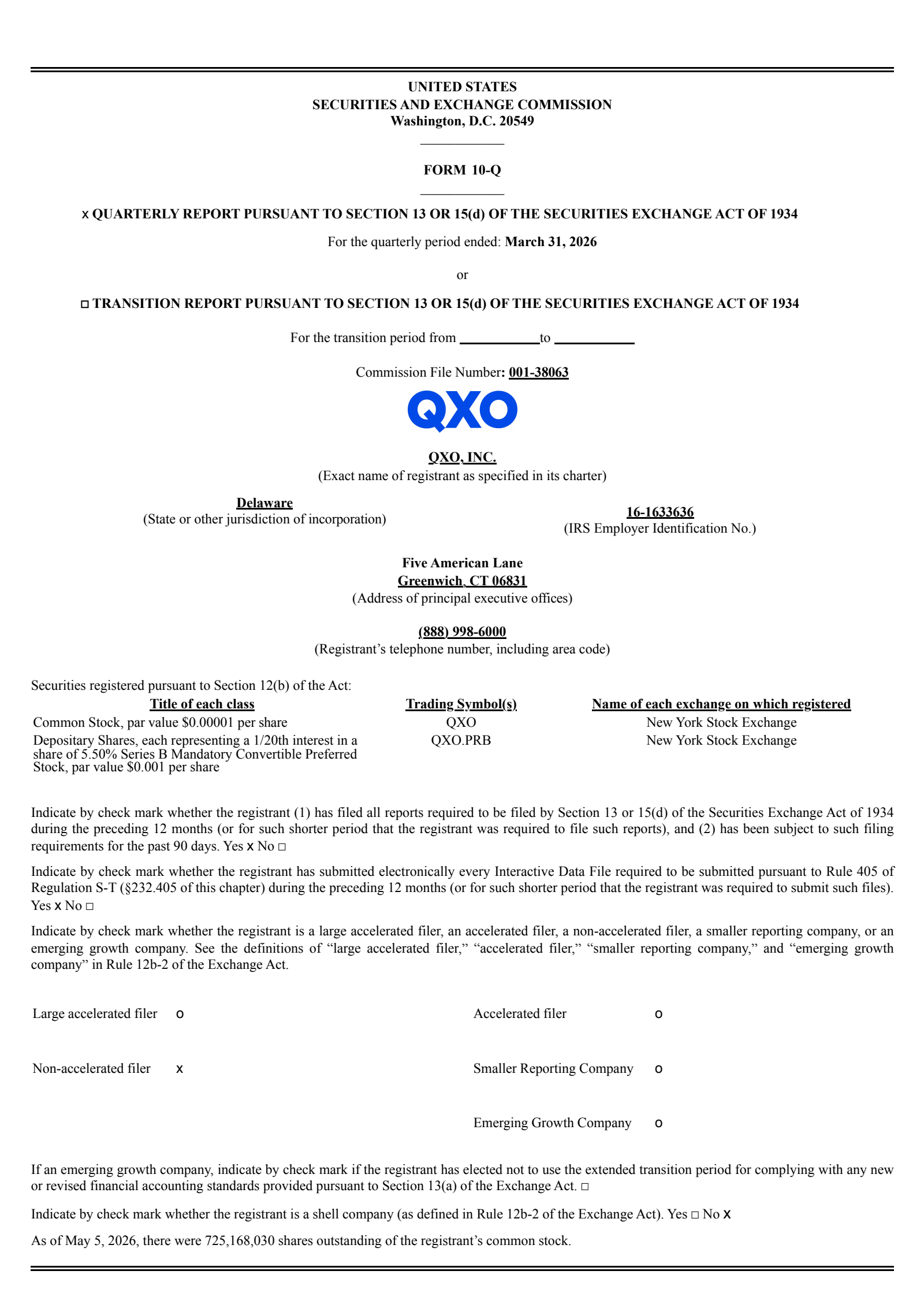 QXO's Q1 2026 Quarterly report