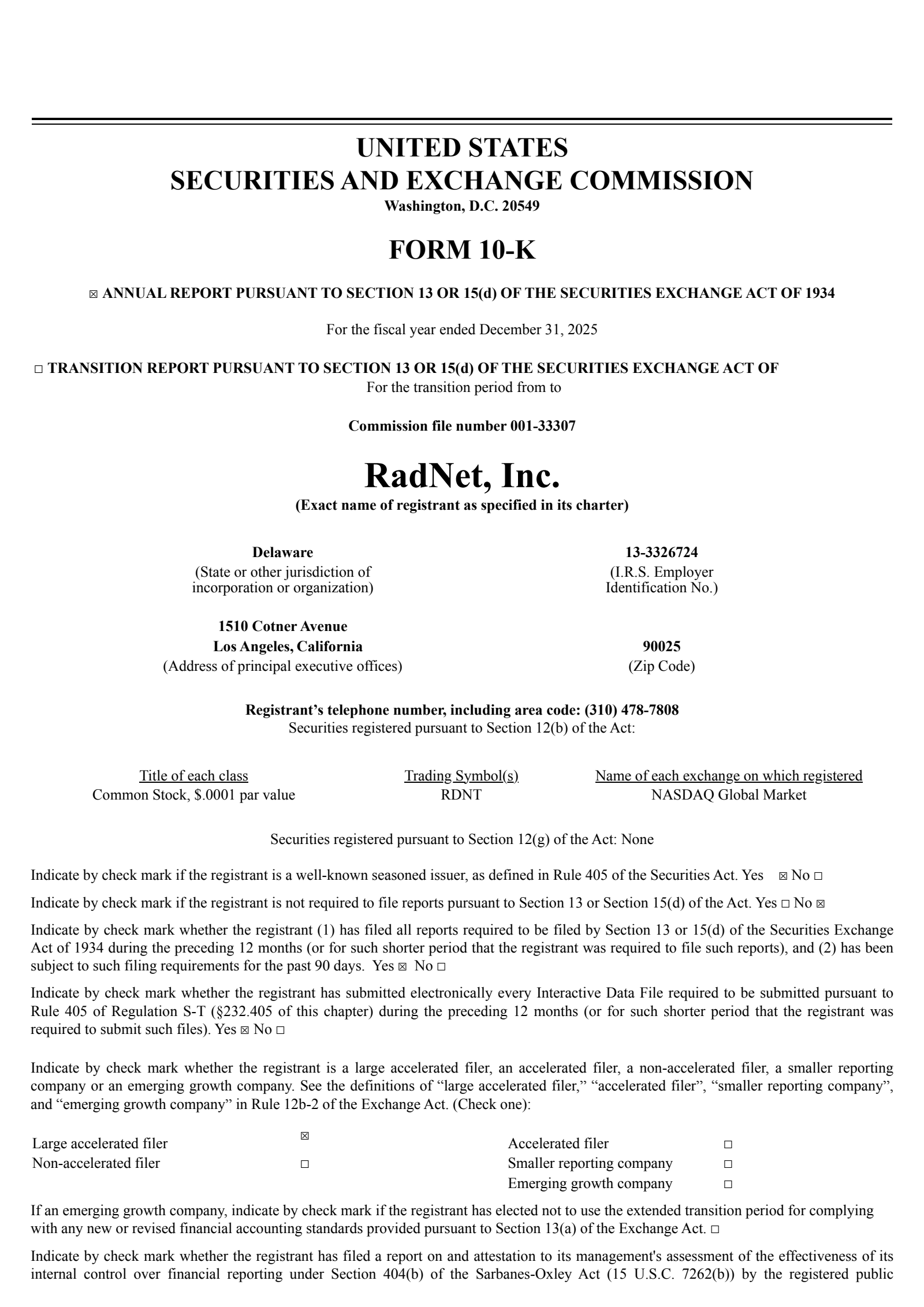 RadNet's Q4 2025 Annual report