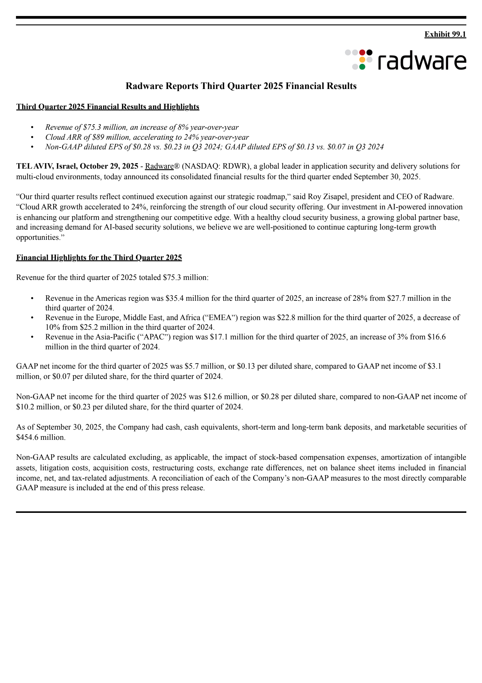 RDWR Q3 2025 Earnings Report on 10/29/2025