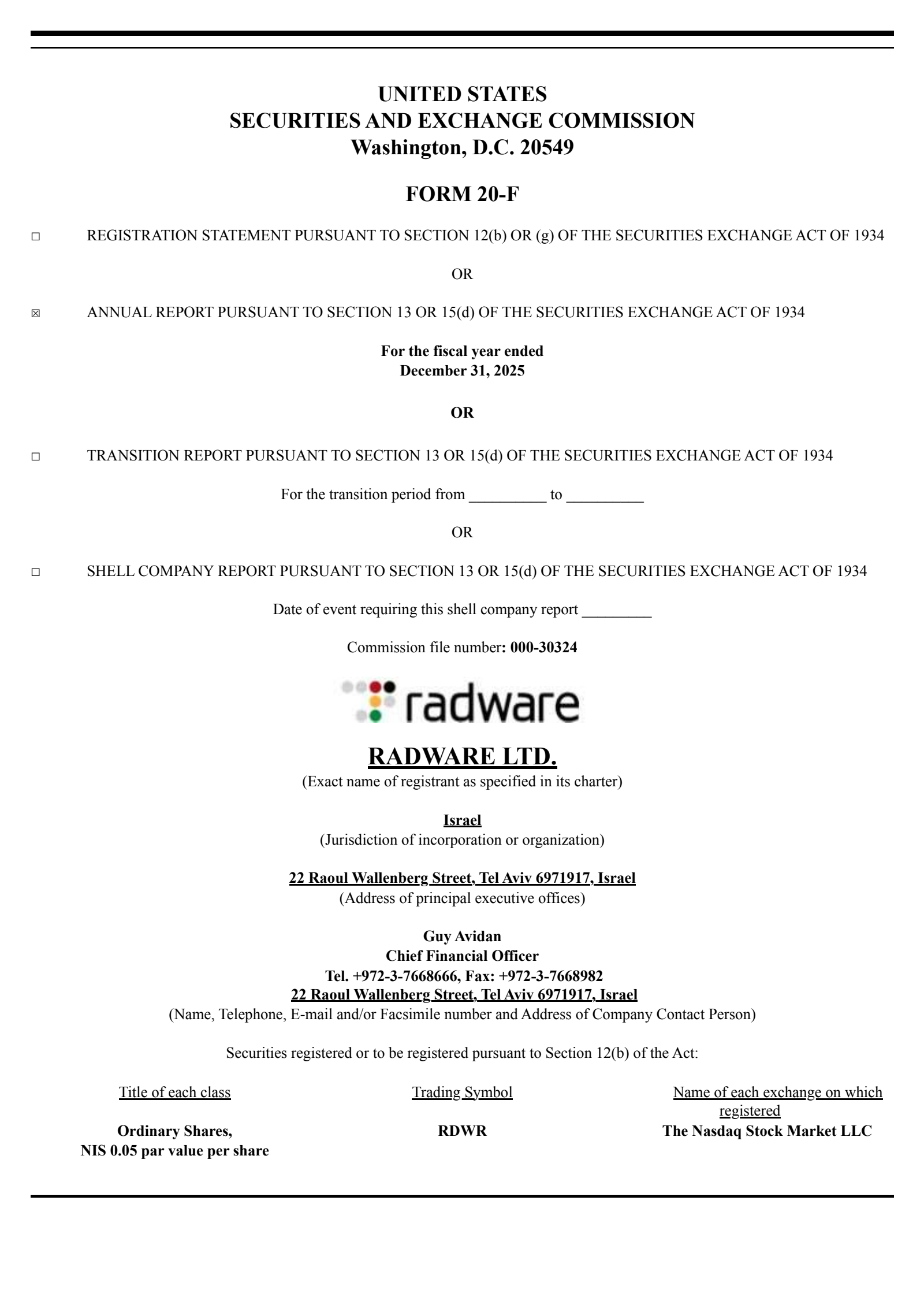 Radware's Q4 2025 Annual report