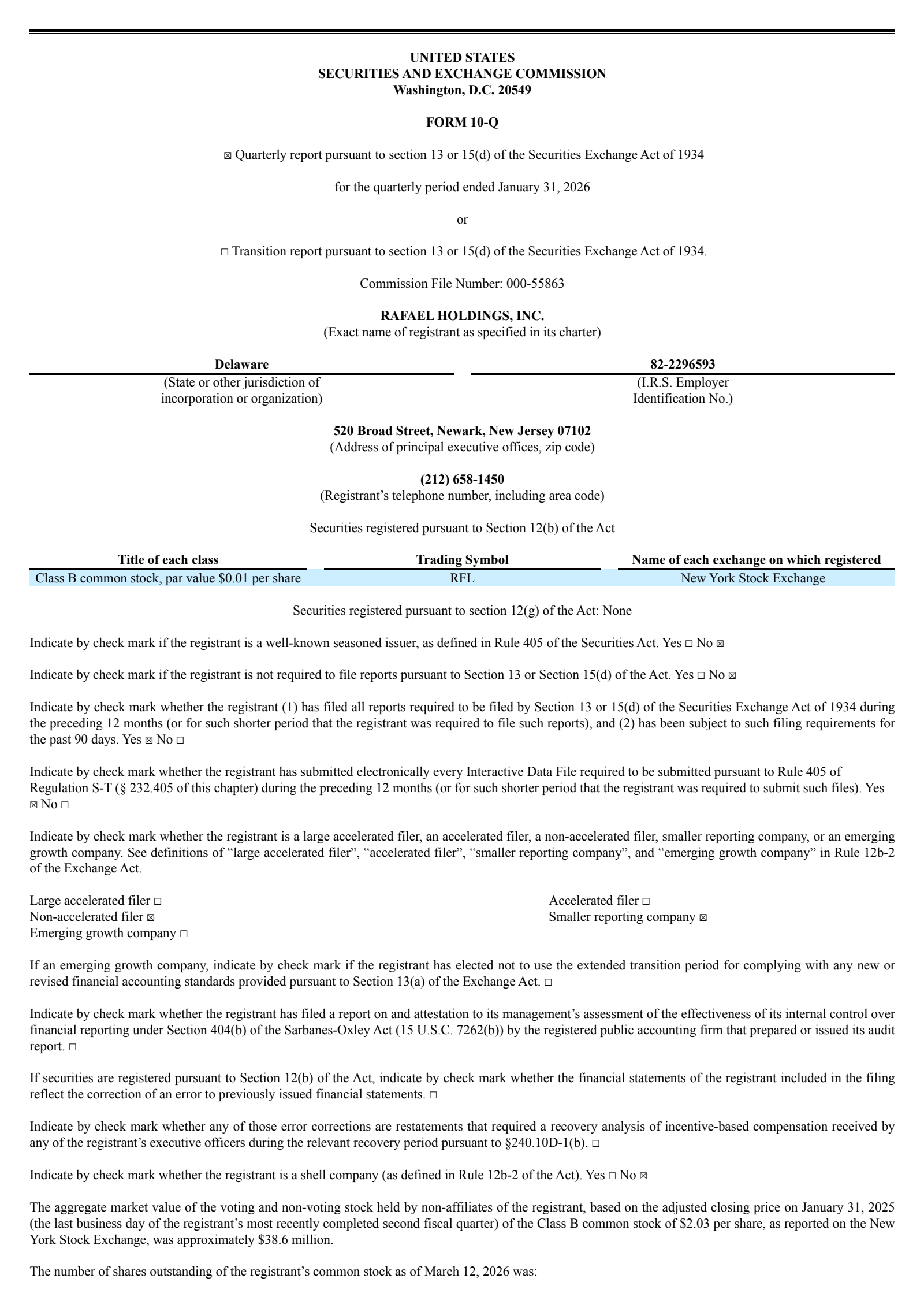 Rafael's Q2 2026 Quarterly report
