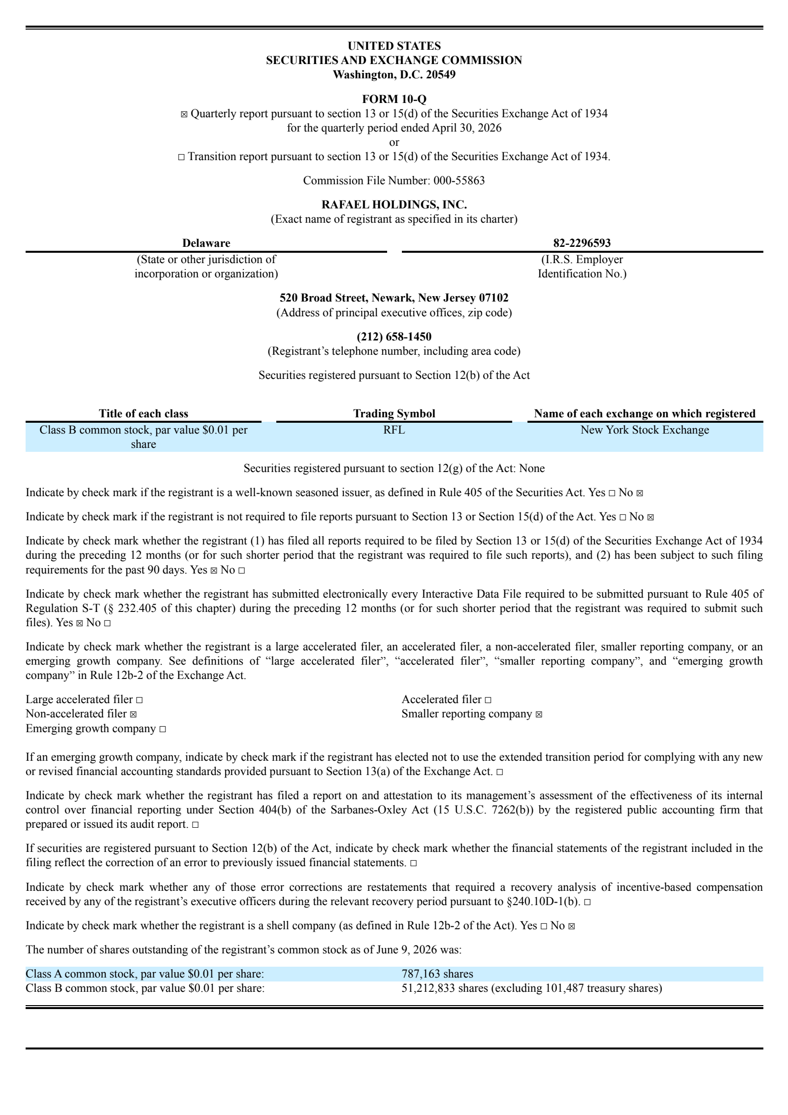 Rafael's Q3 2026 Quarterly report