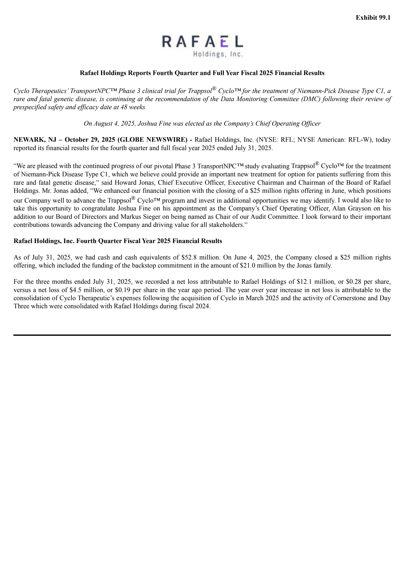 Rafael's Q4 2025 Earnings Release