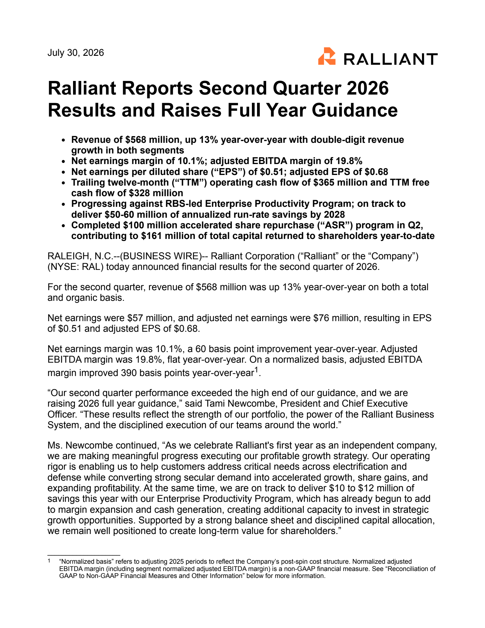 Ralliant's Q2 2026 Press Release