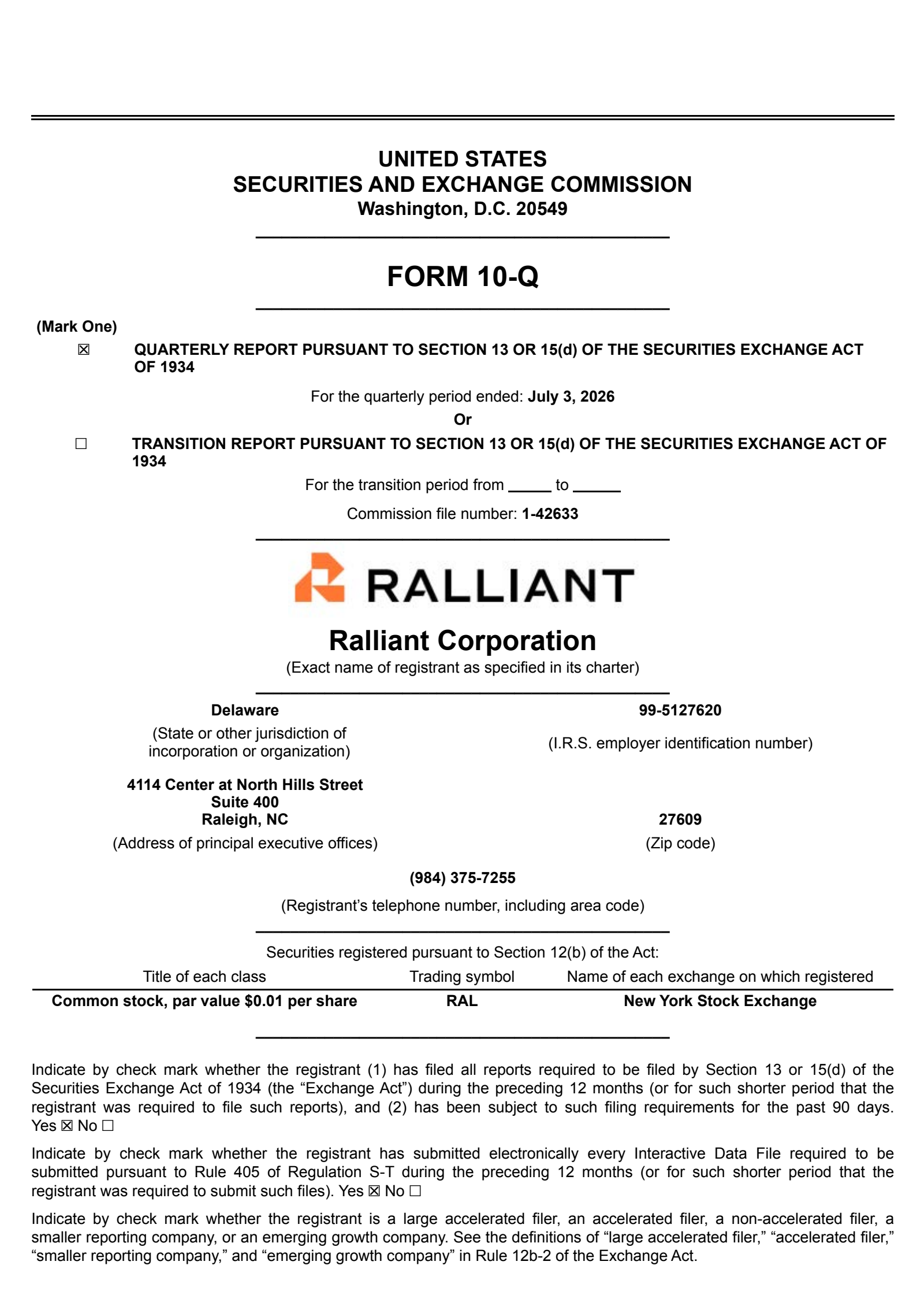 Ralliant's Q2 2026 Quarterly report