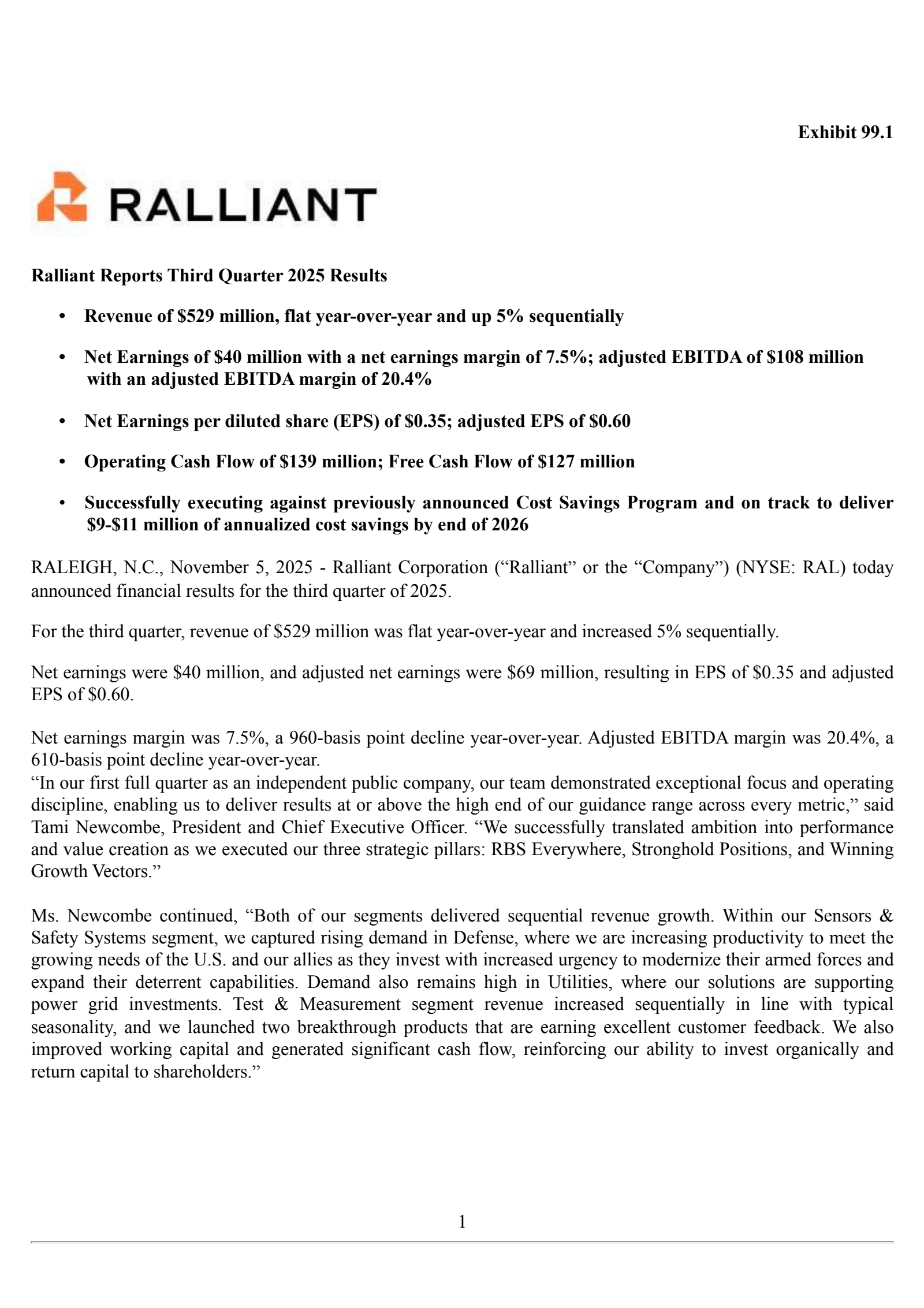 Ralliant's Q3 2025 Earnings Release
