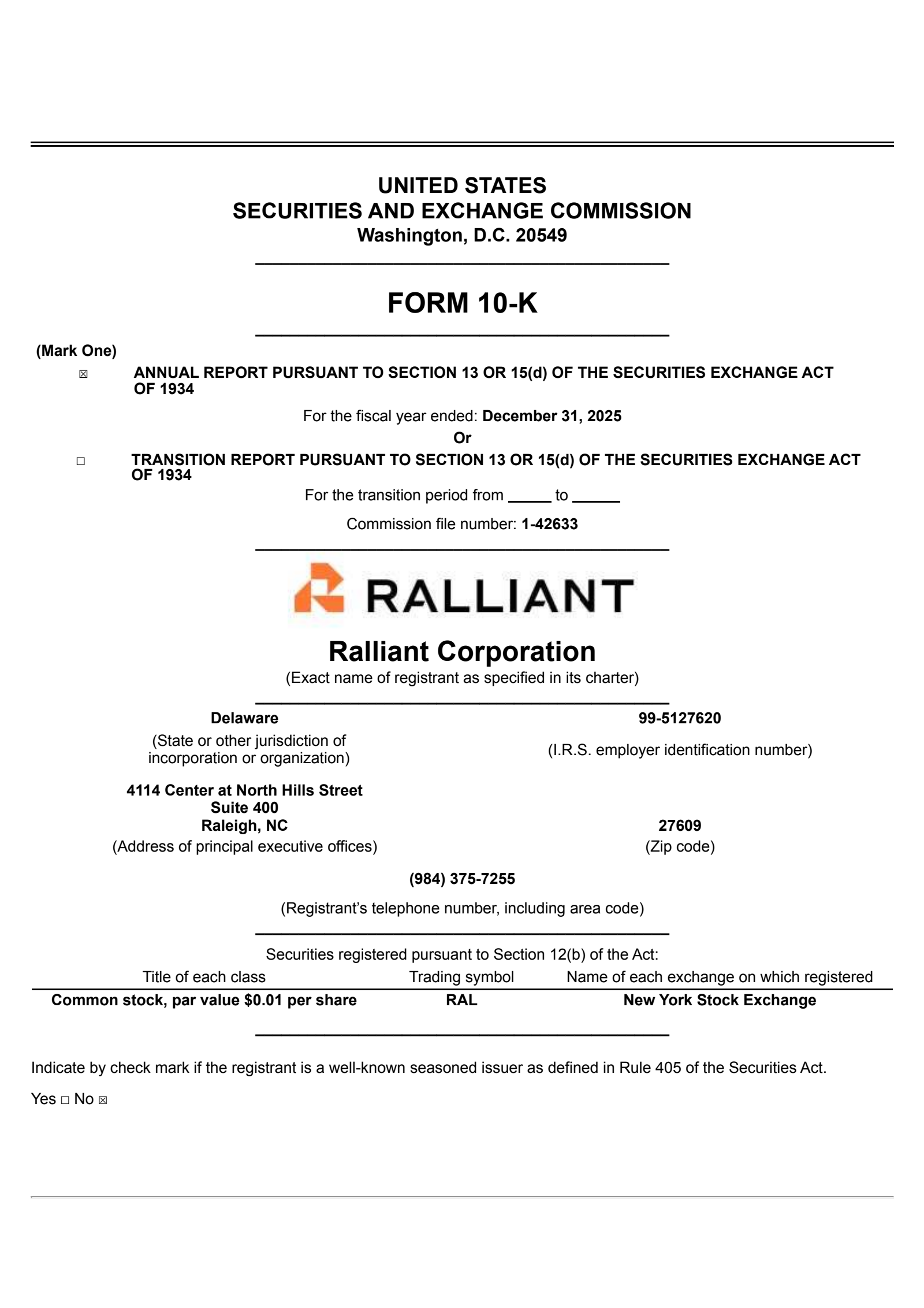 Ralliant's Q4 2025 Annual report