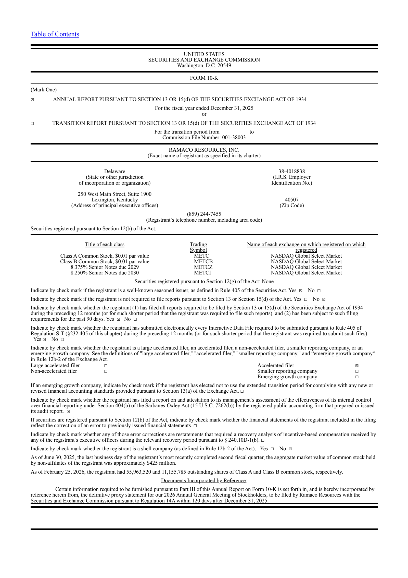 Ramaco Resources' Q4 2025 Annual report