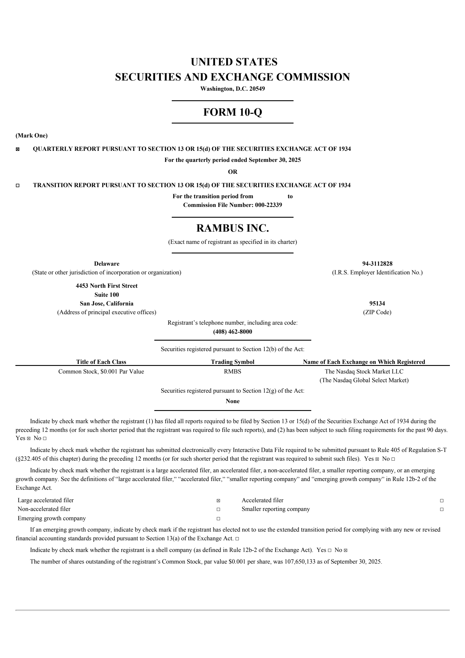 RMBS Q3 2025 Earnings Report on 10/27/2025