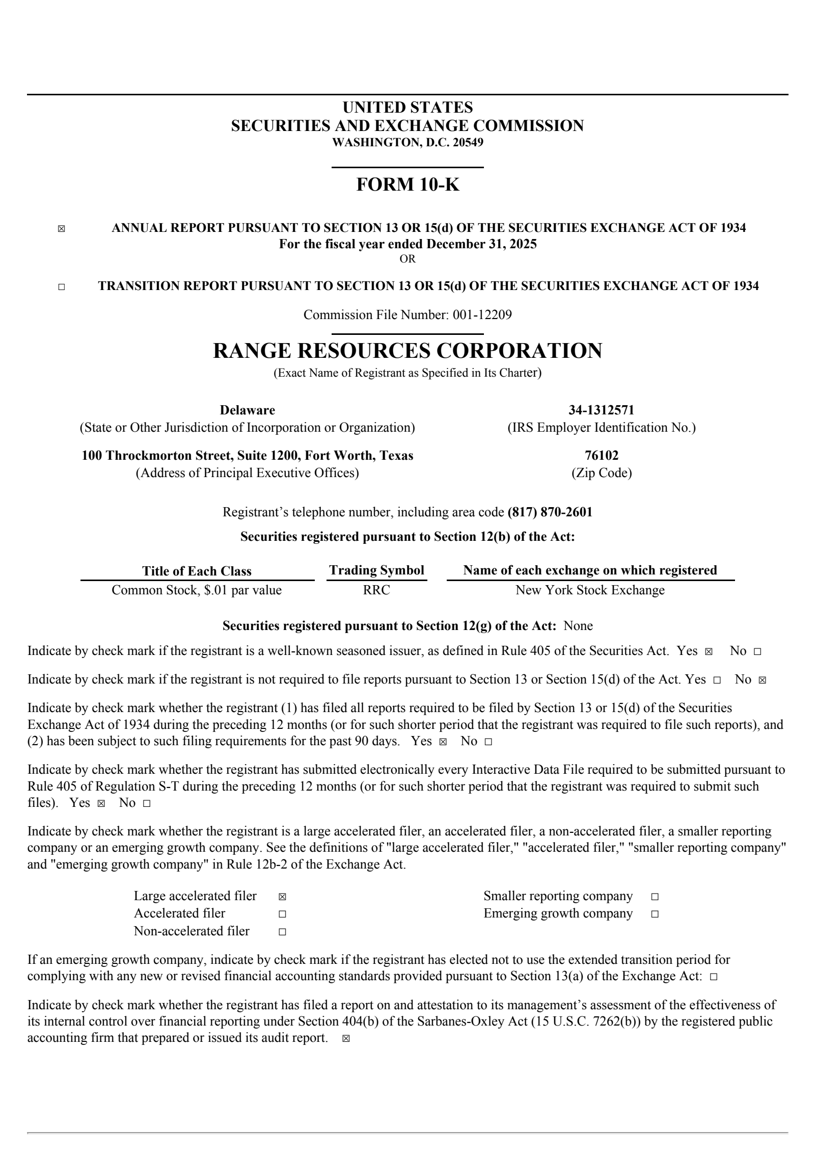 Range Resources' Q4 2025 Annual report