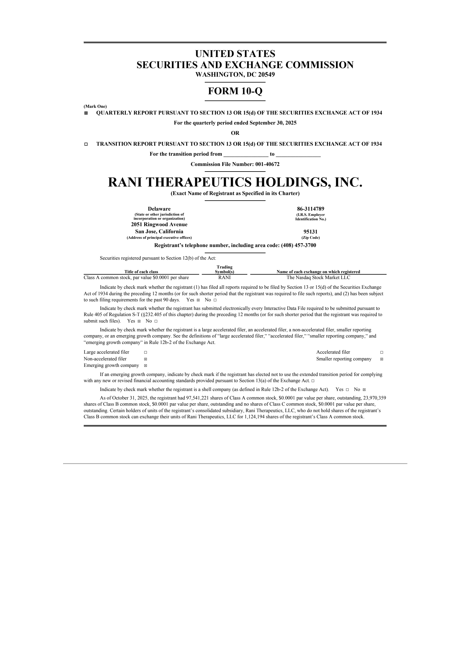 Rani Therapeutics' Q3 2025 Quarterly Report