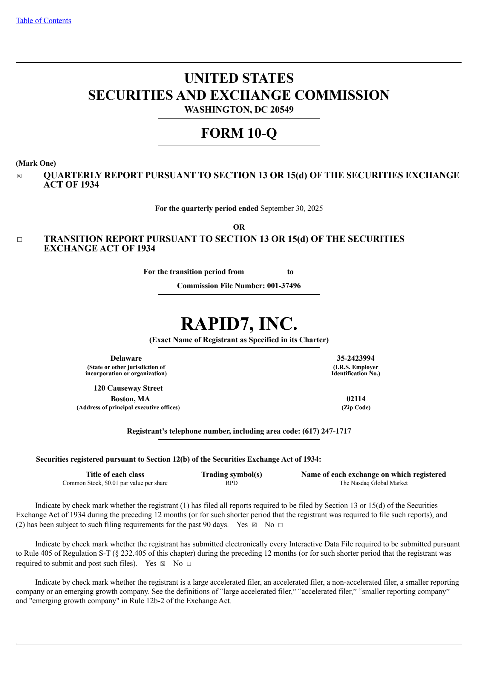 Rapid7's Q3 2025 Quarterly Report