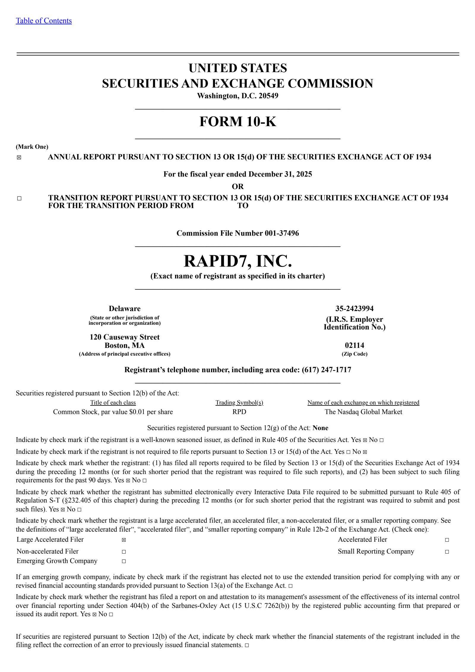 Rapid7's Q4 2025 Annual report