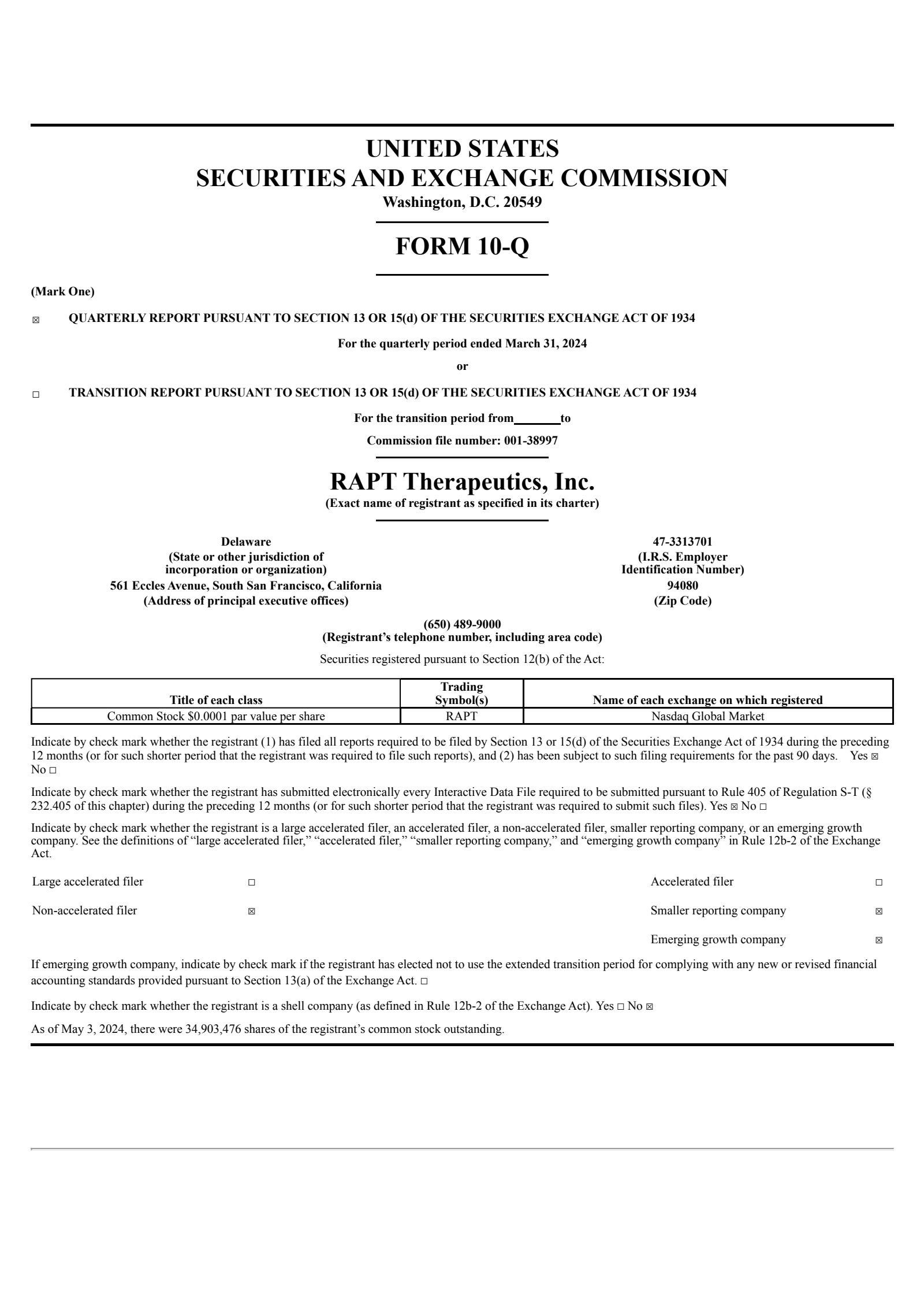Rapt Form.pdf RAPT Q1 2024 Earnings Report on 5/9/2024