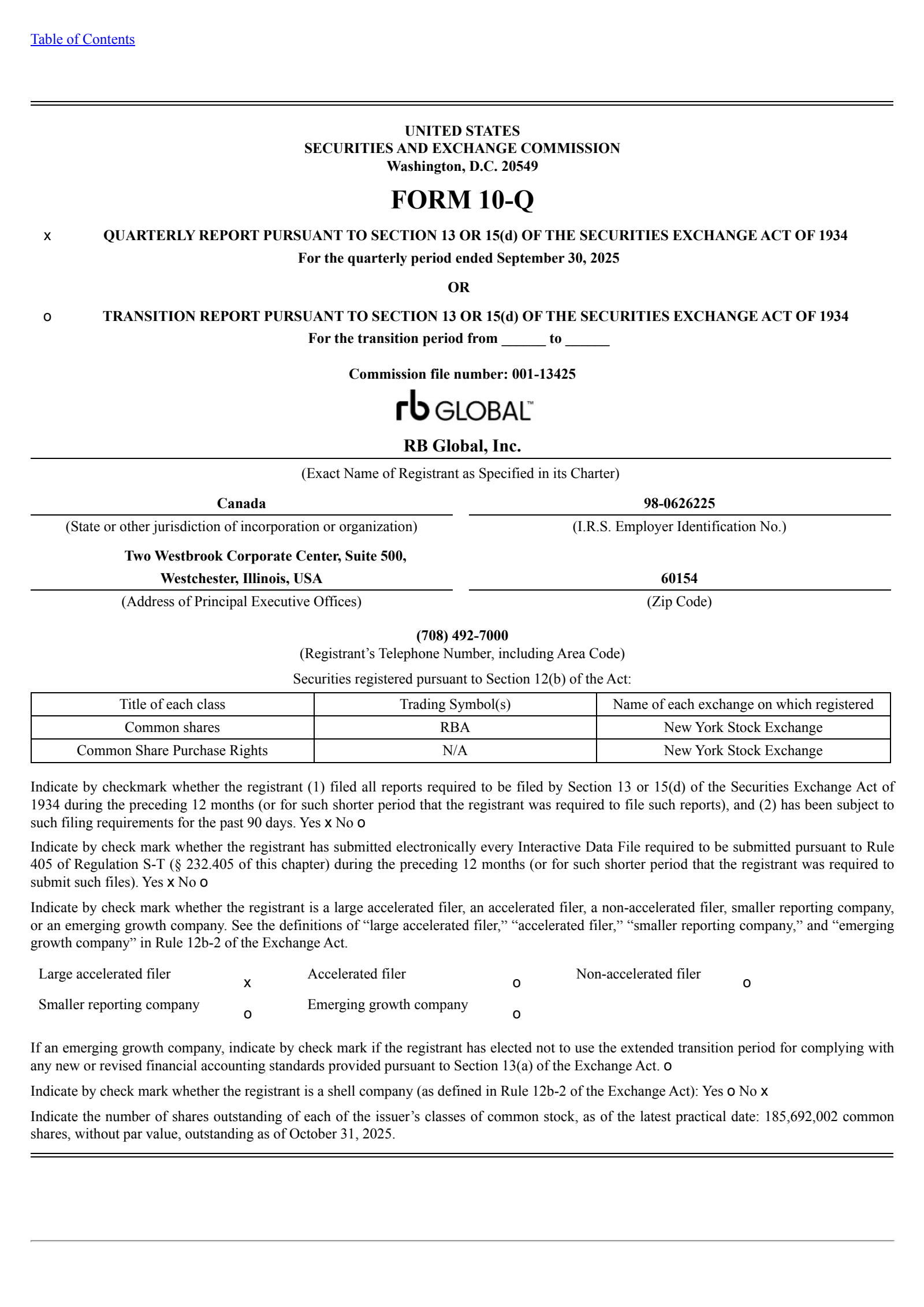RB Global's Q3 2025 Quarterly Report