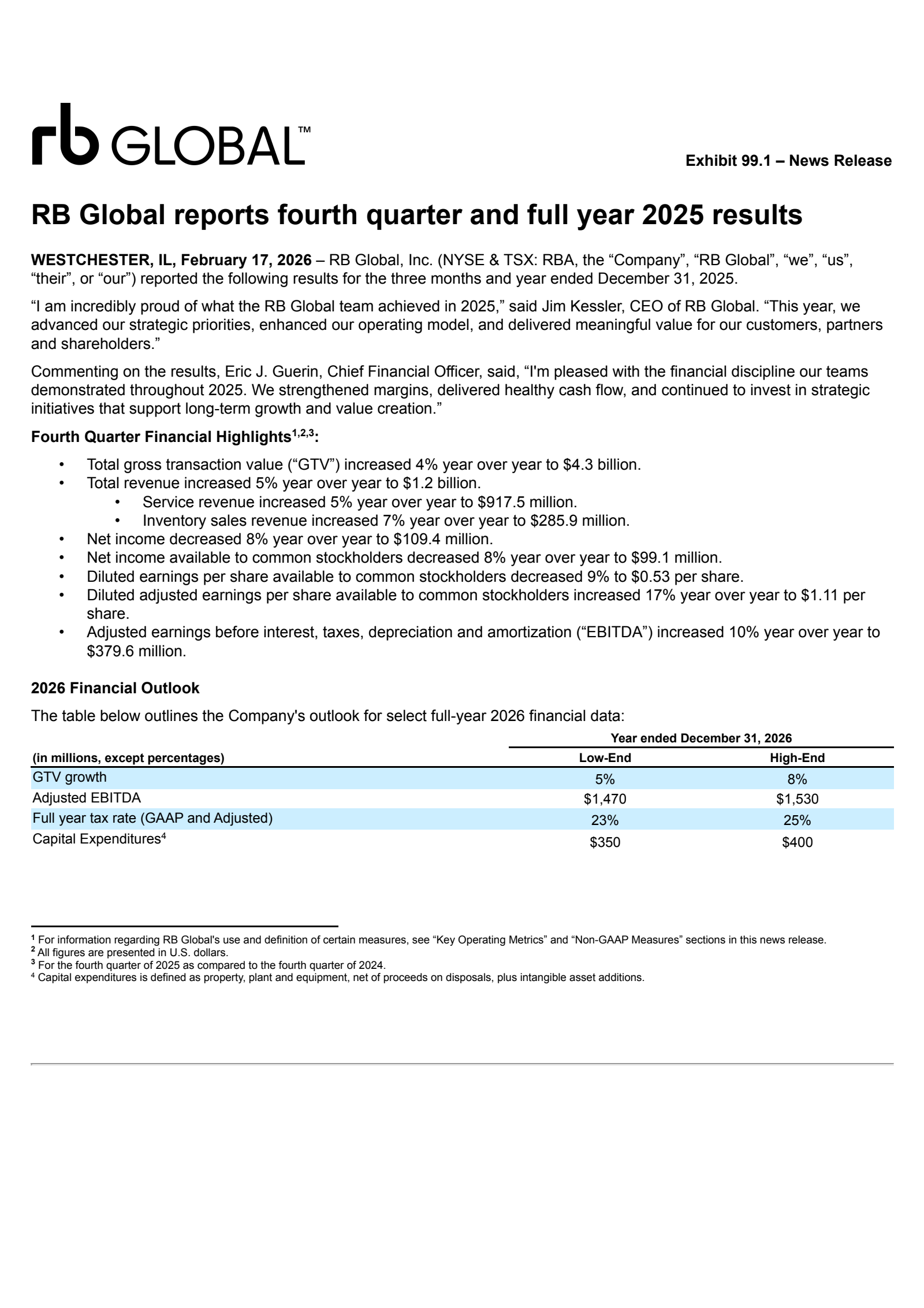 RB Global's Q4 2025 Press Release