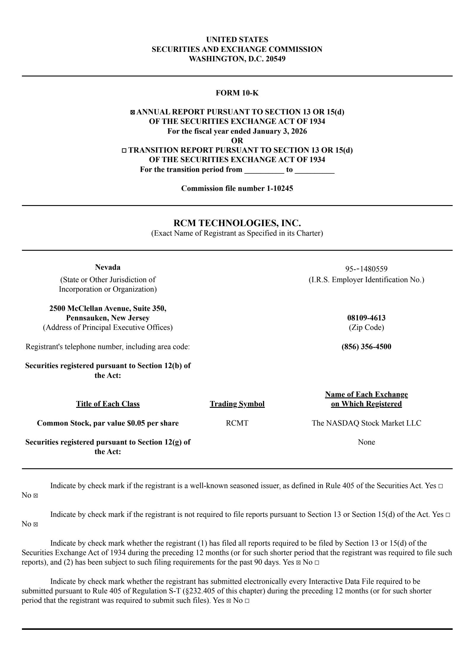 RCM Technologies' Q4 2025 Annual report