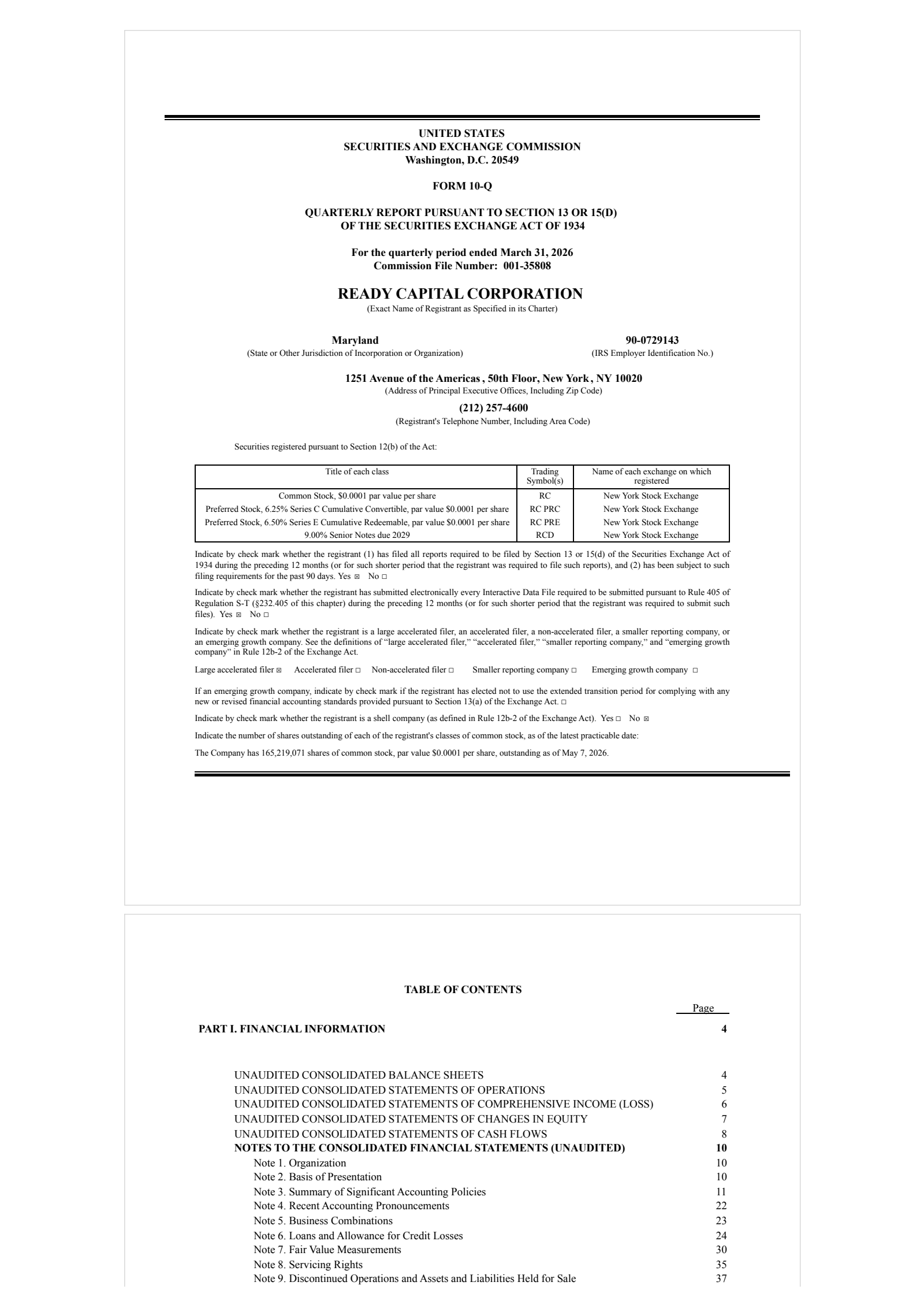 Ready Capital's Q1 2026 Quarterly report