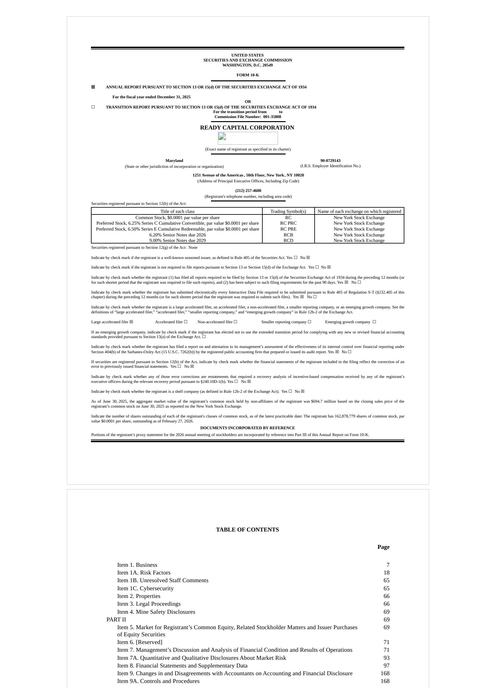 Ready Capital's Q4 2025 Annual report