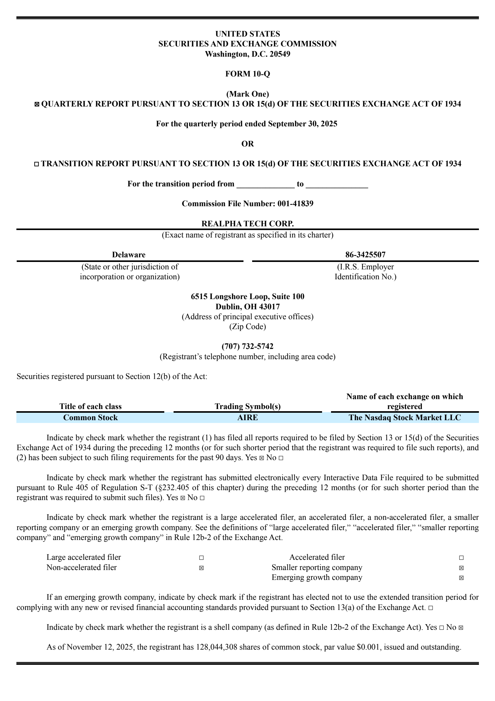 reAlpha Tech's Q3 2025 Quarterly Report