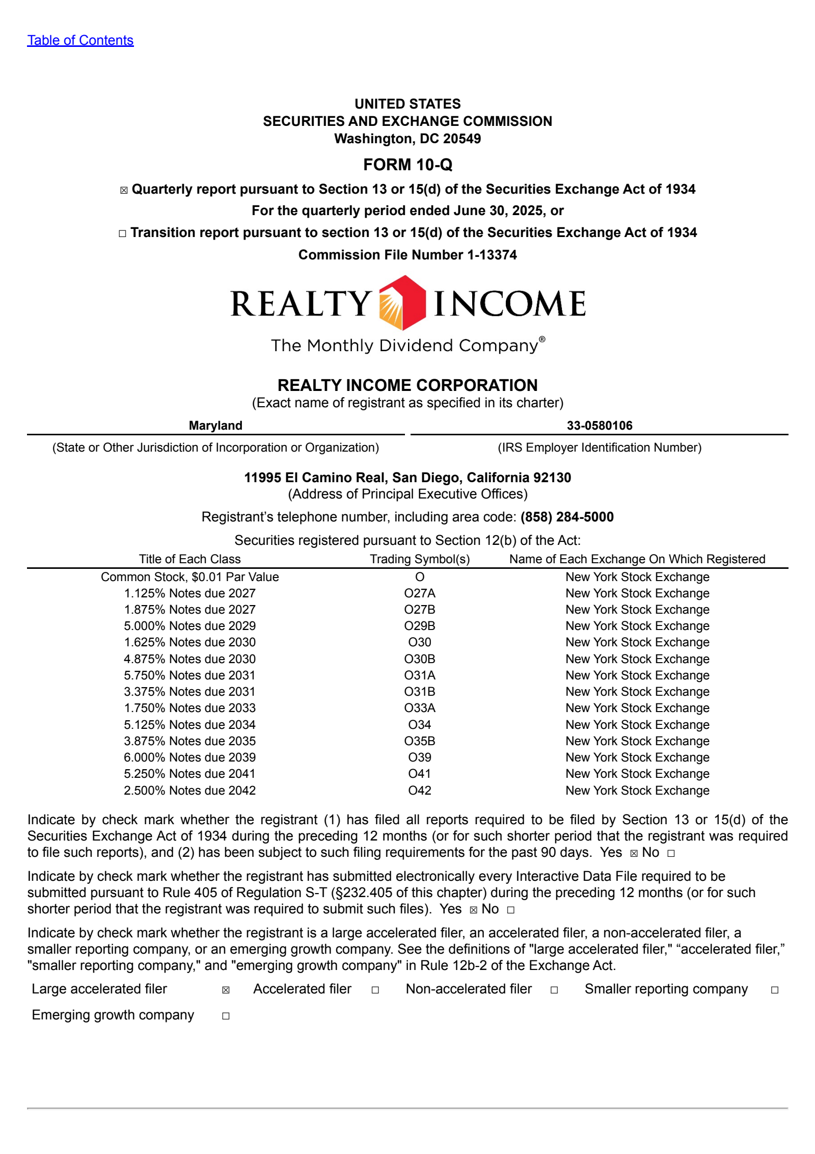 Realty Income's Q2 2025 Quarterly report