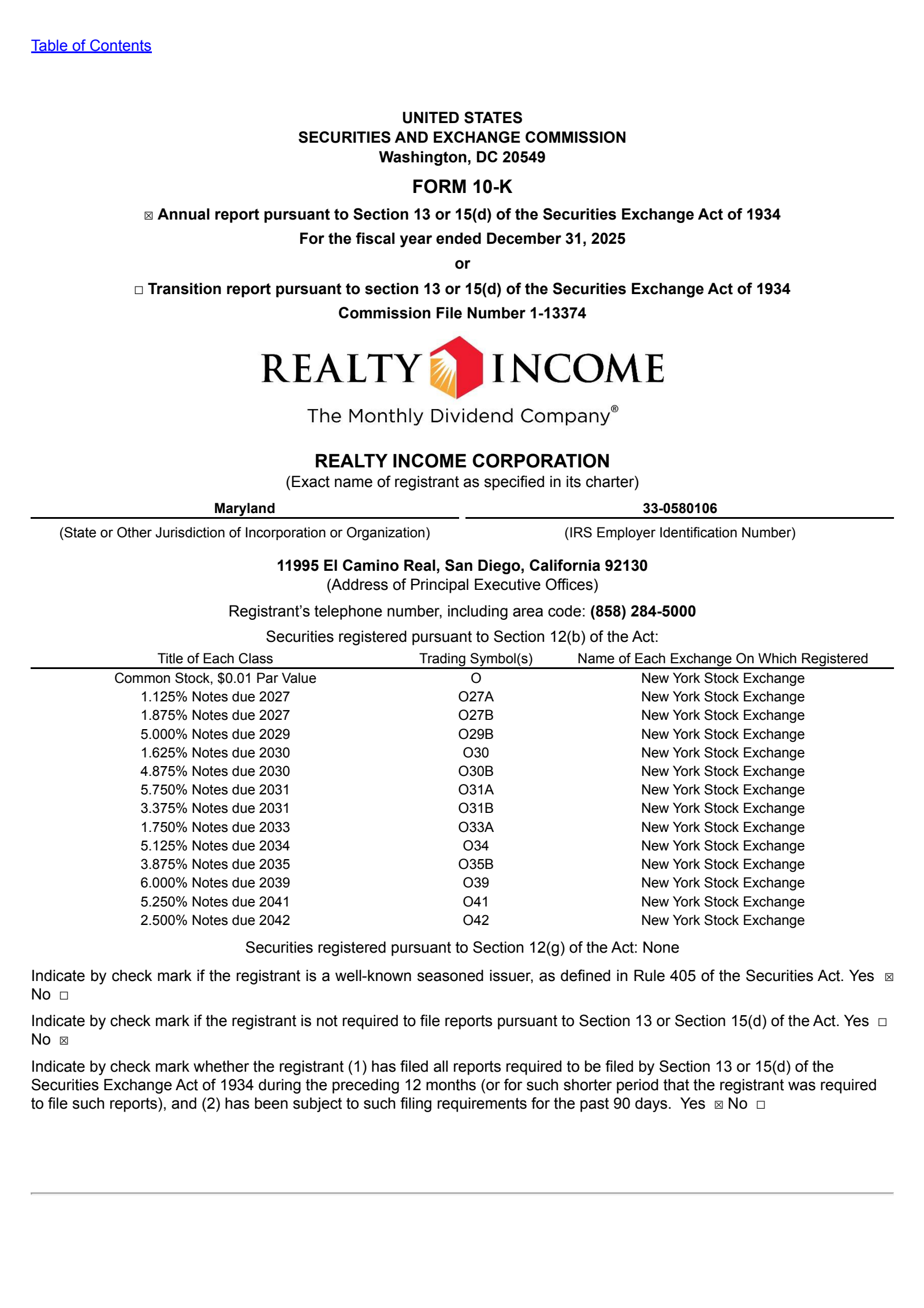 Realty Income's Q4 2025 Annual report