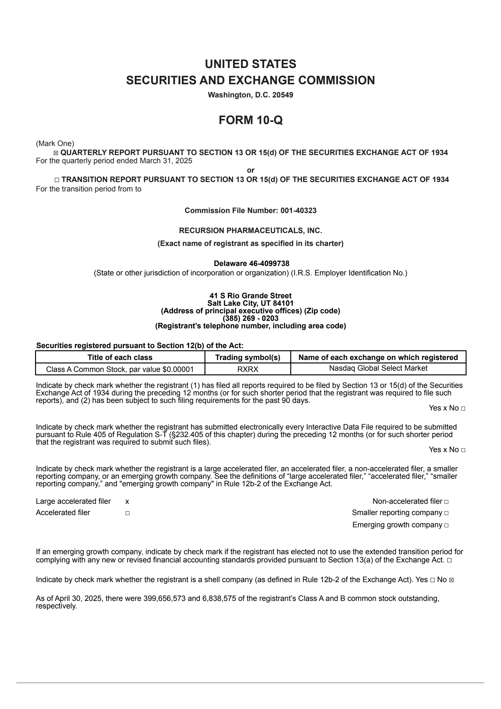 RXRX Q1 2025 Earnings Report on 5/5/2025