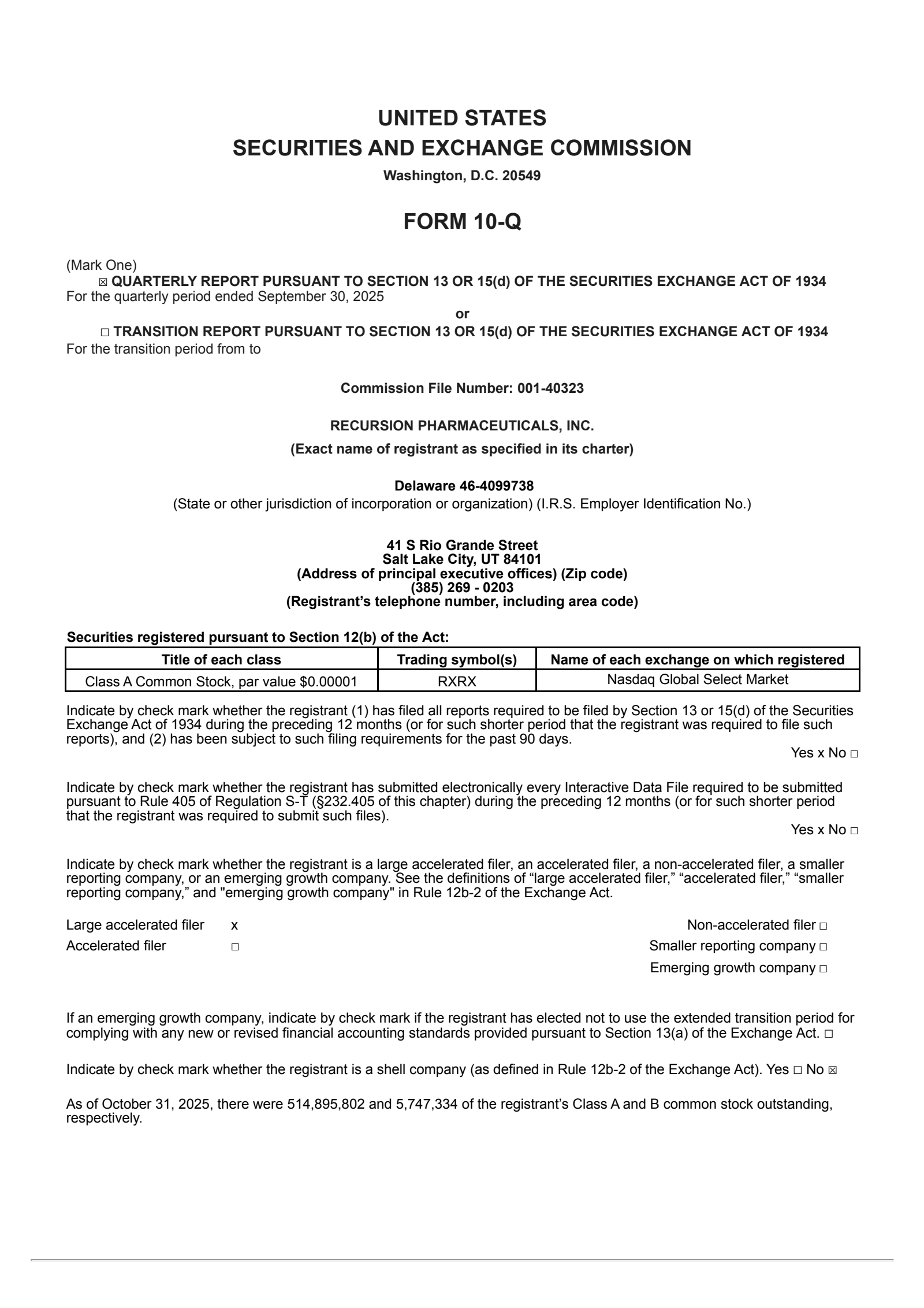 Recursion Pharmaceuticals' Q3 2025 Quarterly Report