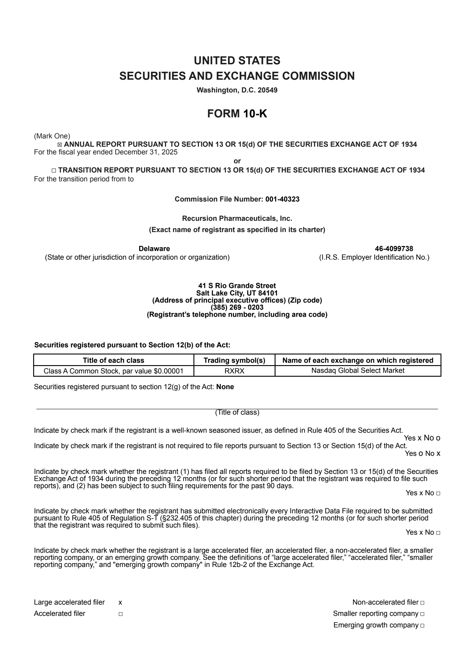 RXRX Q4 2025 Earnings Report on 2/25/2026