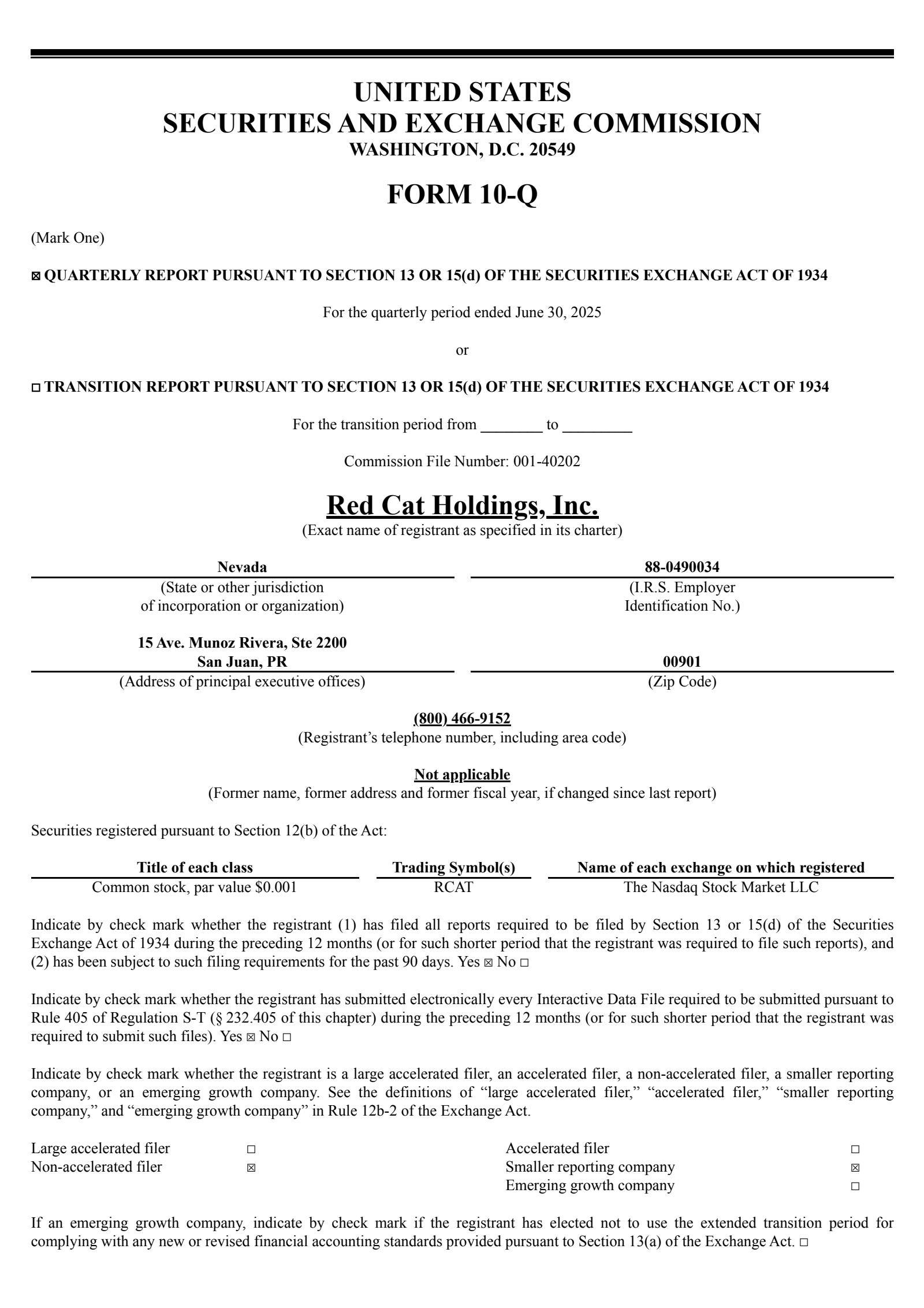 Red Cat's Q2 2025 Quarterly report