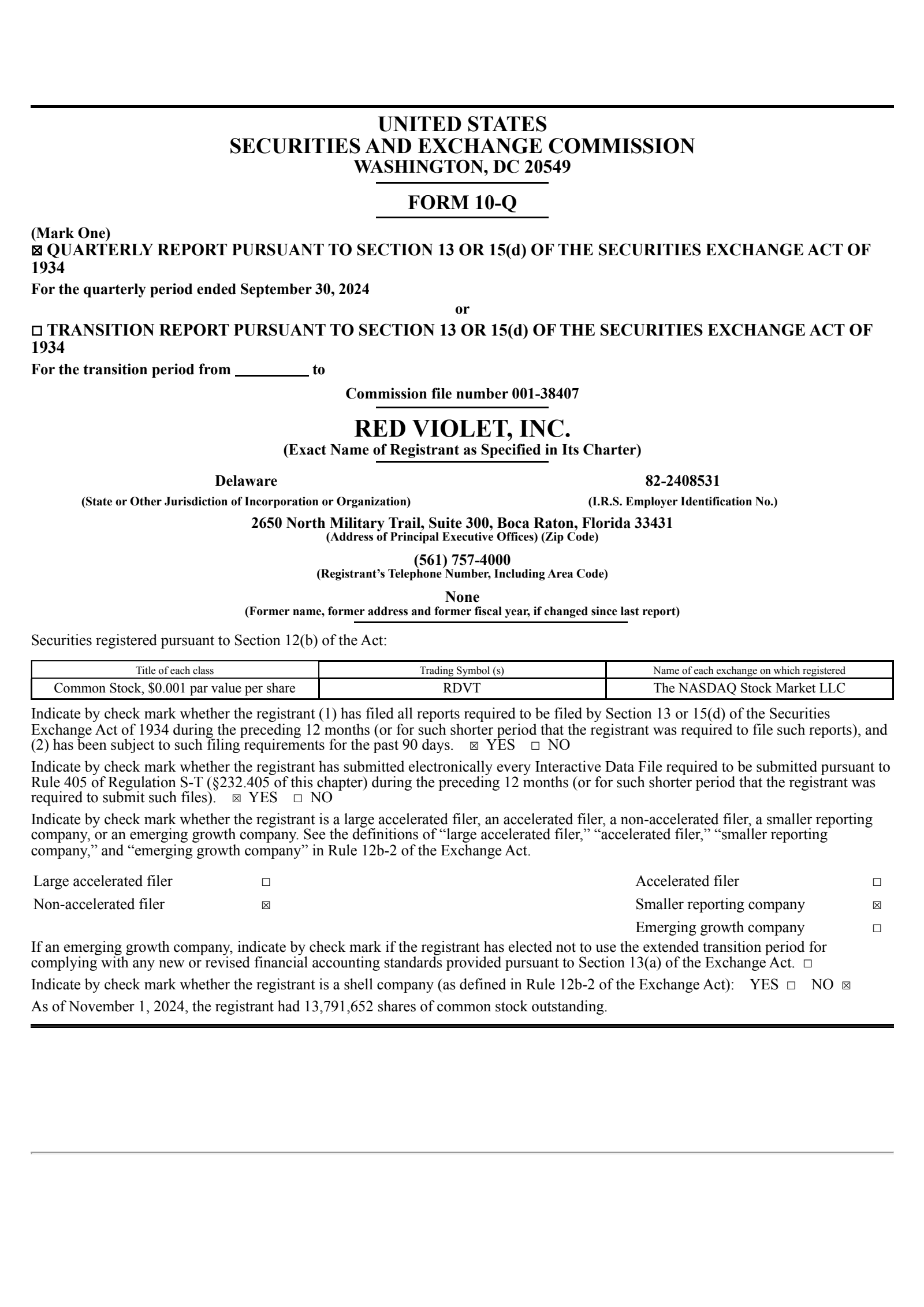 Red Violet's Q3 2024 Quarterly report