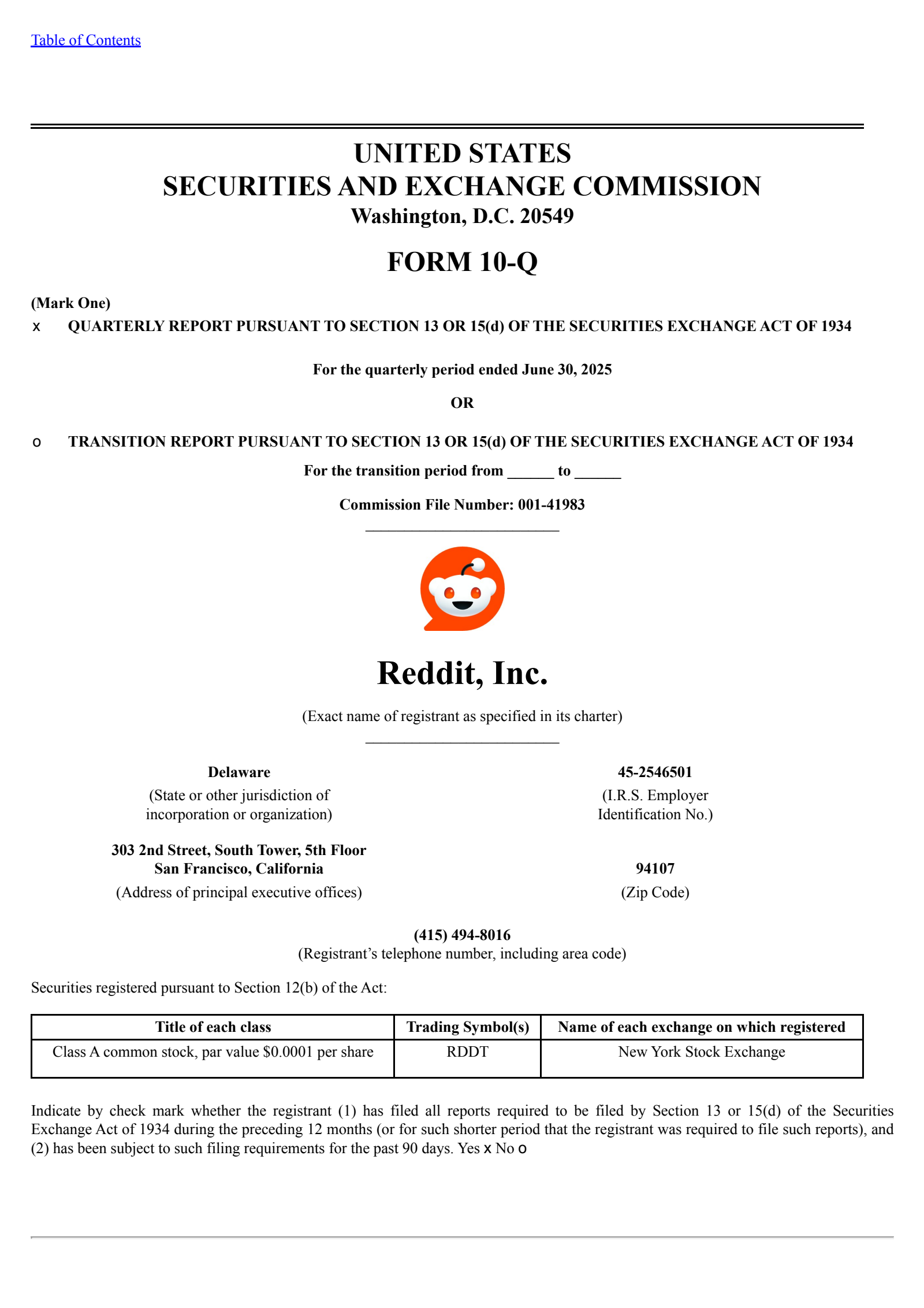 Reddit's Q2 2025 Quarterly report
