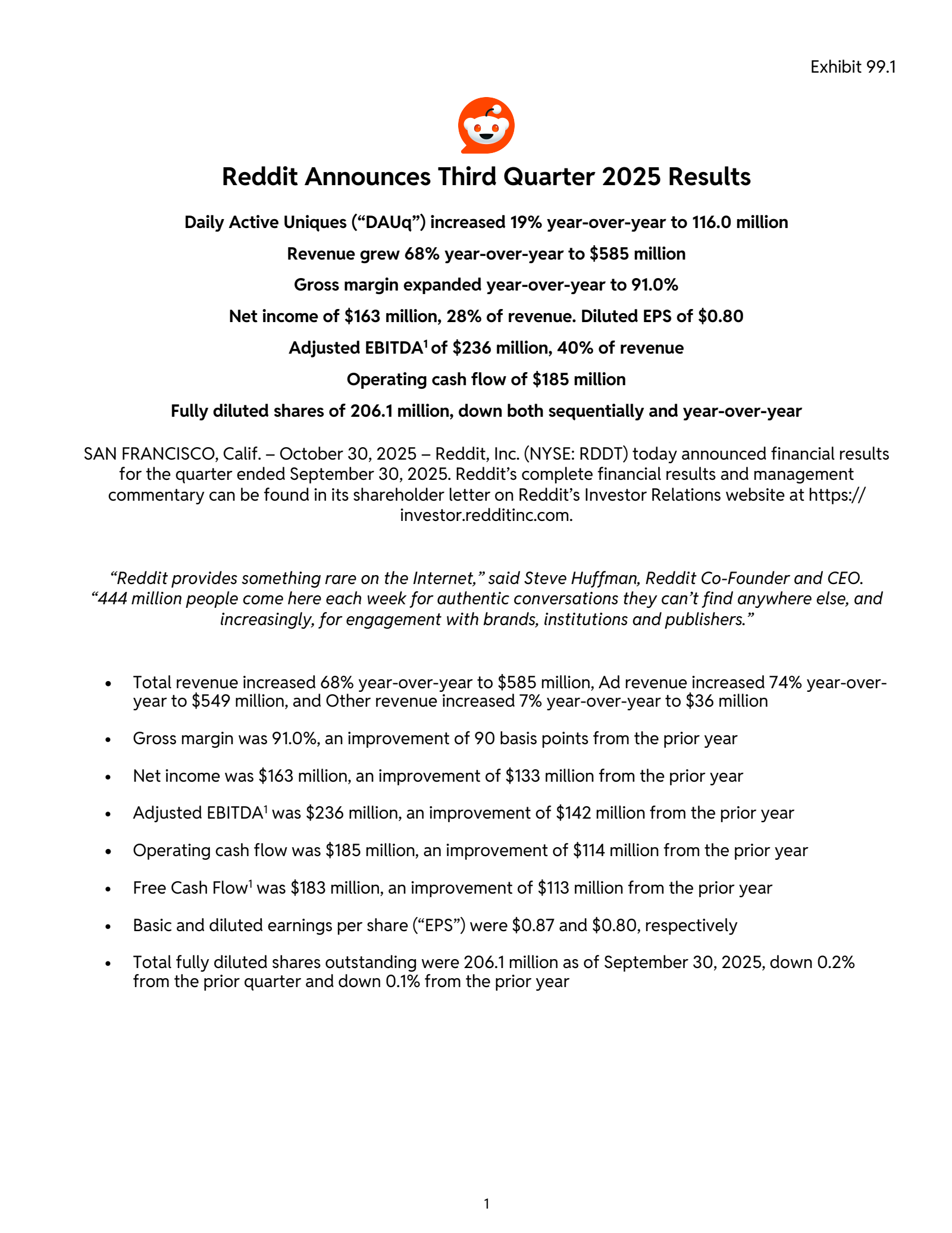 Reddit's Q3 2025 Earnings Release