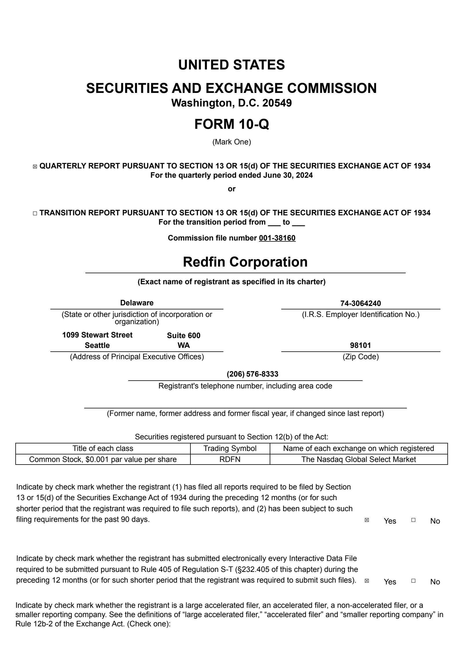 Redfin's Q2 2024 Quarterly report