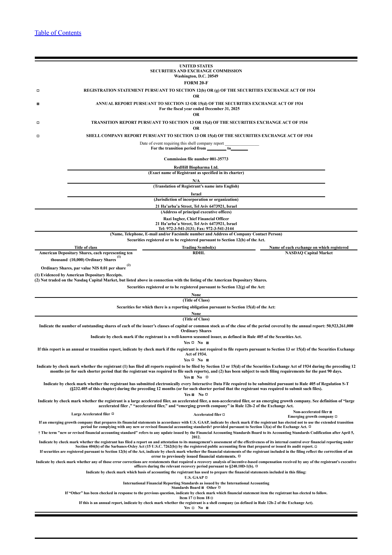 Redhill Biopharma's H2 24/25 Annual report