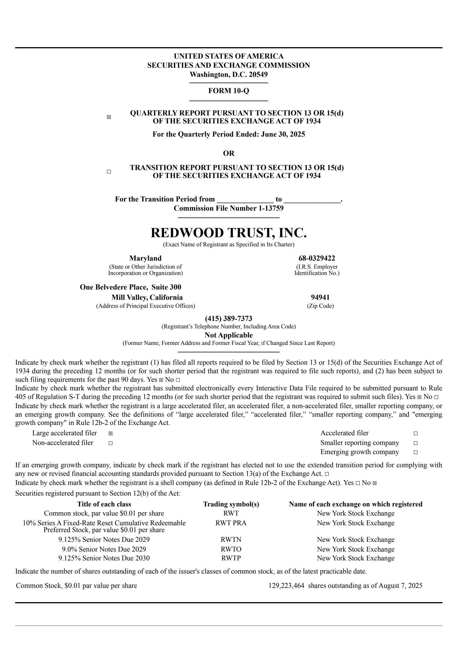 Redwood Trust's Q2 2025 Quarterly report
