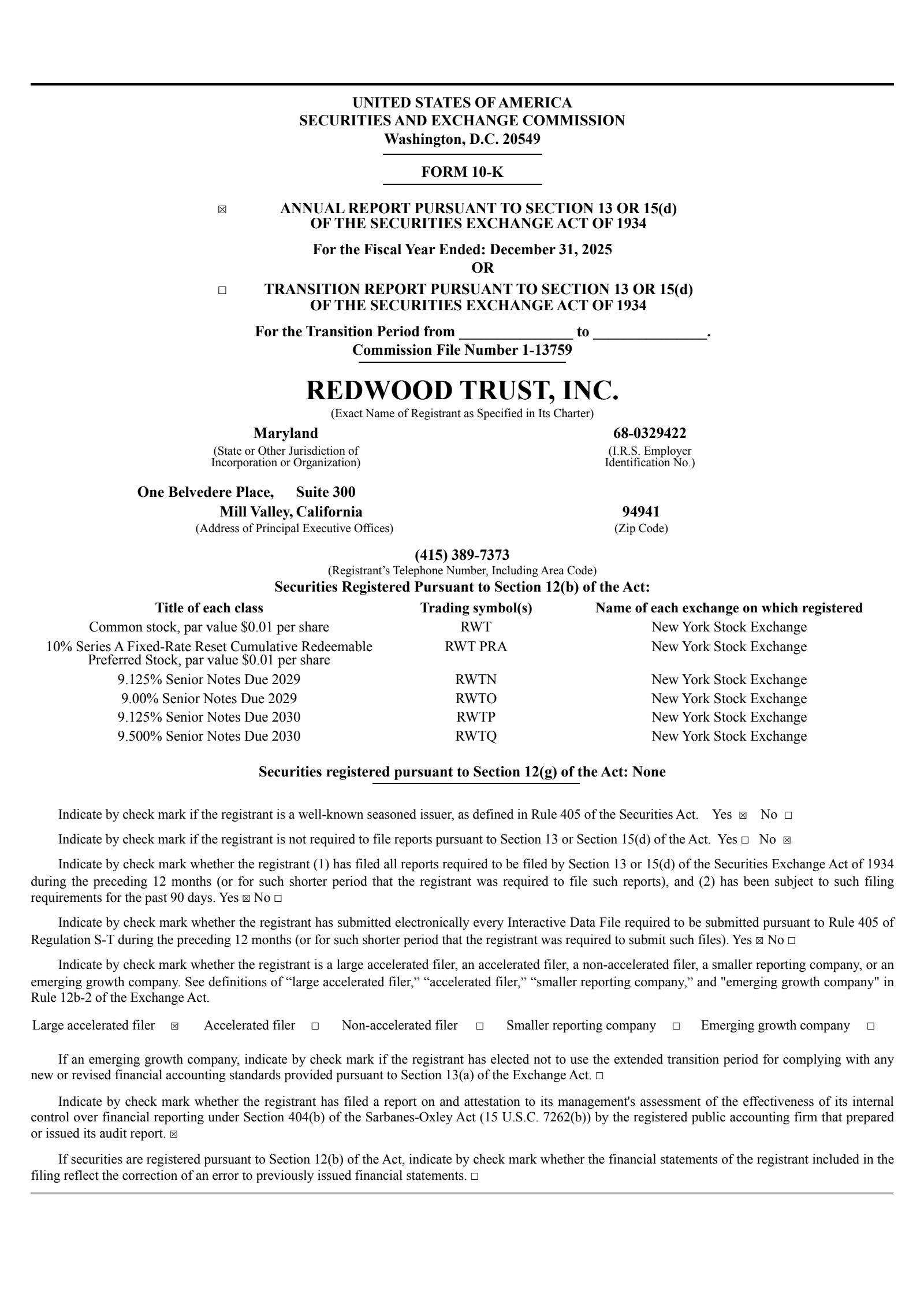 Redwood Trust's Q4 2025 Annual report