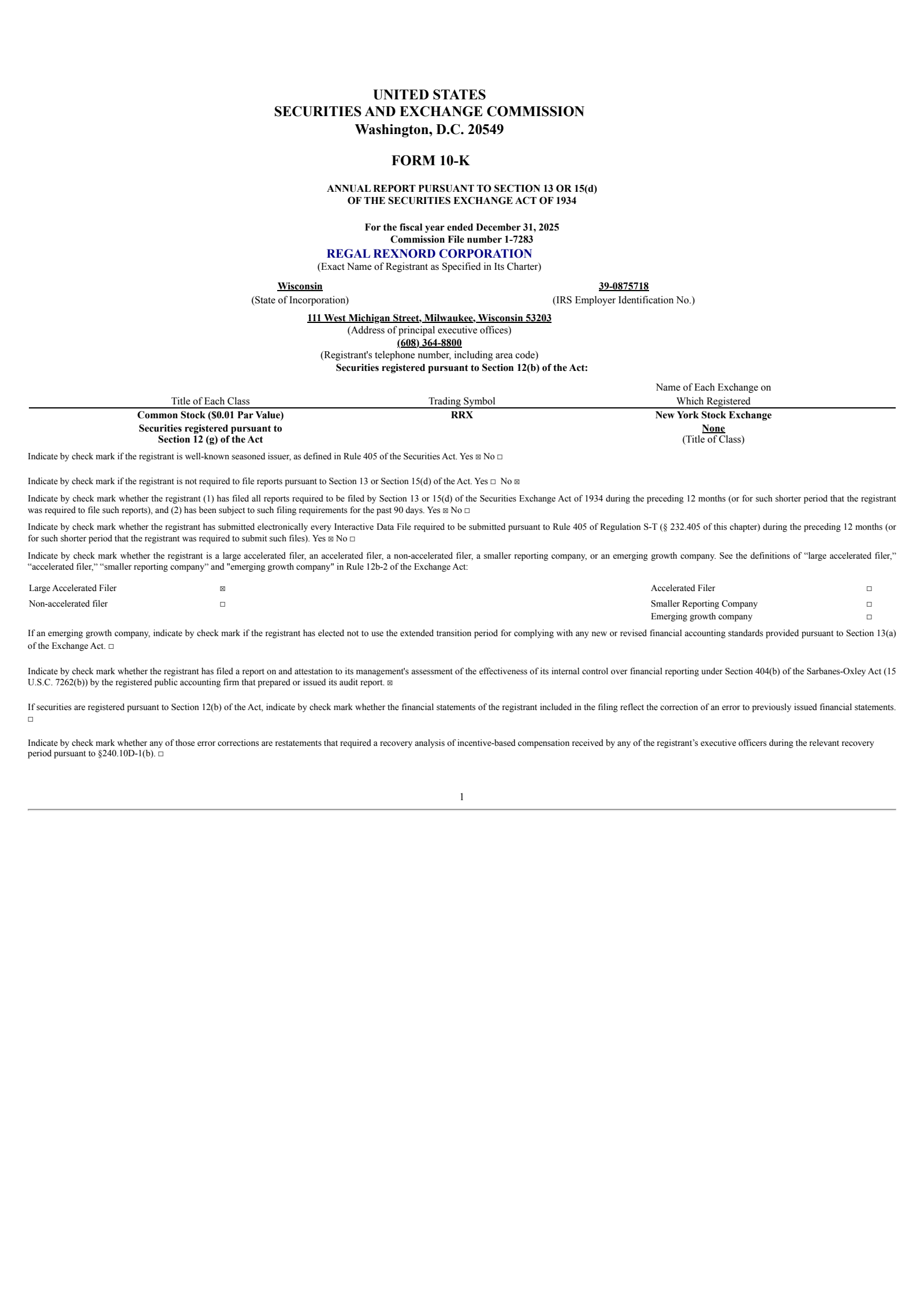 Regal Rexnord's Q4 2025 Annual report