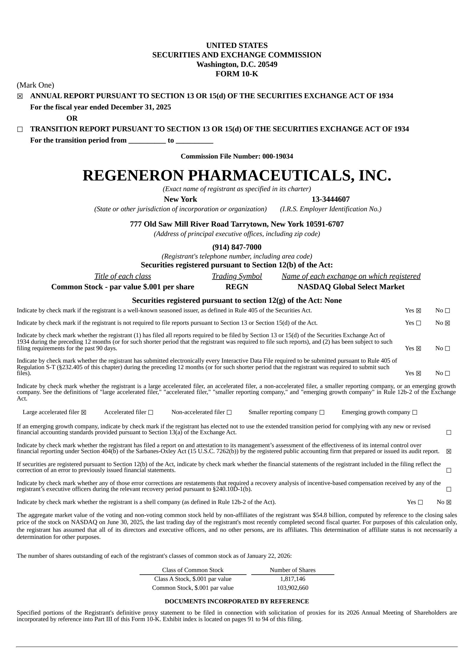 Regeneron Pharmaceuticals' Q4 2025 Annual report