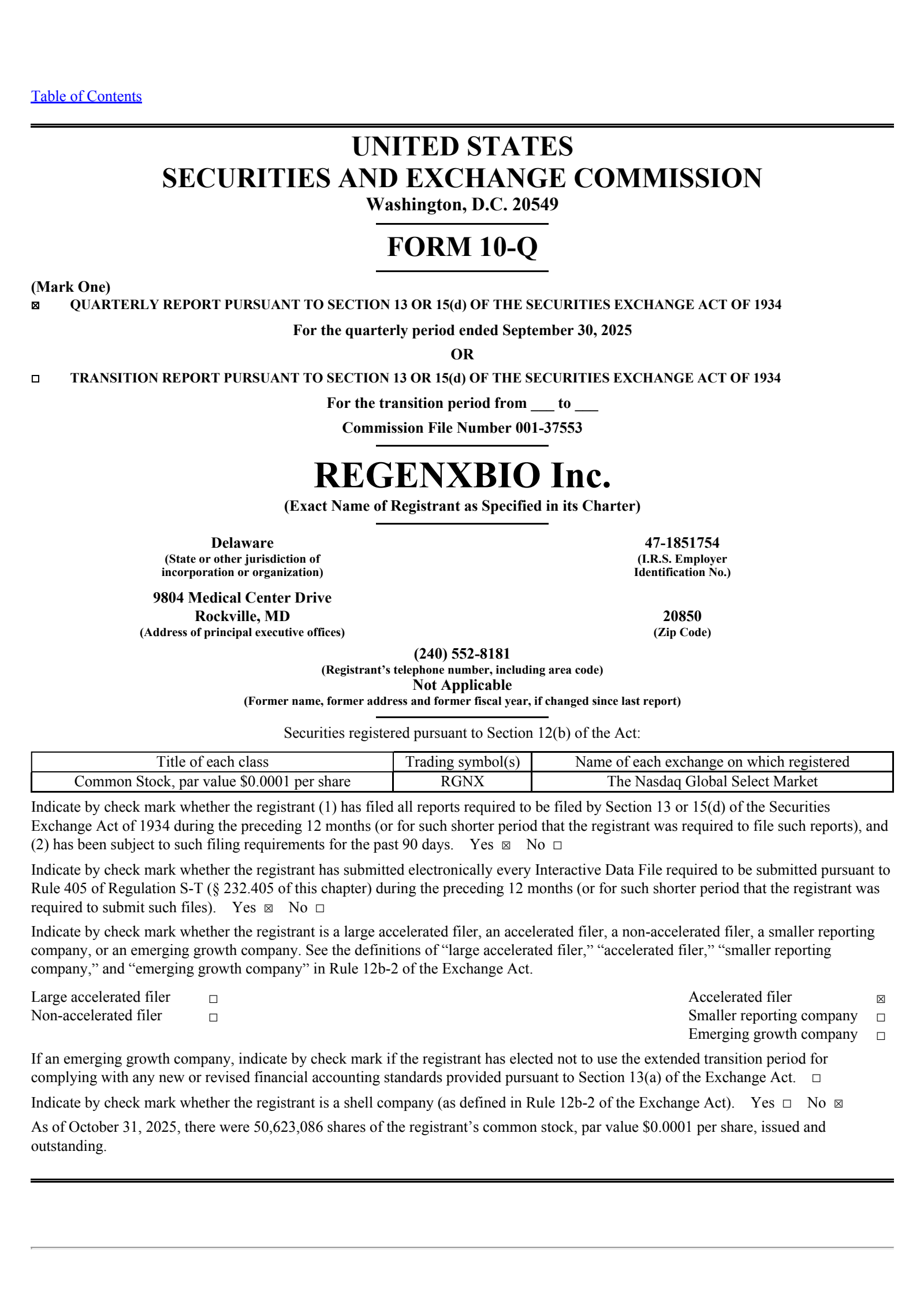 REGENXBIO's Q3 2025 Quarterly Report
